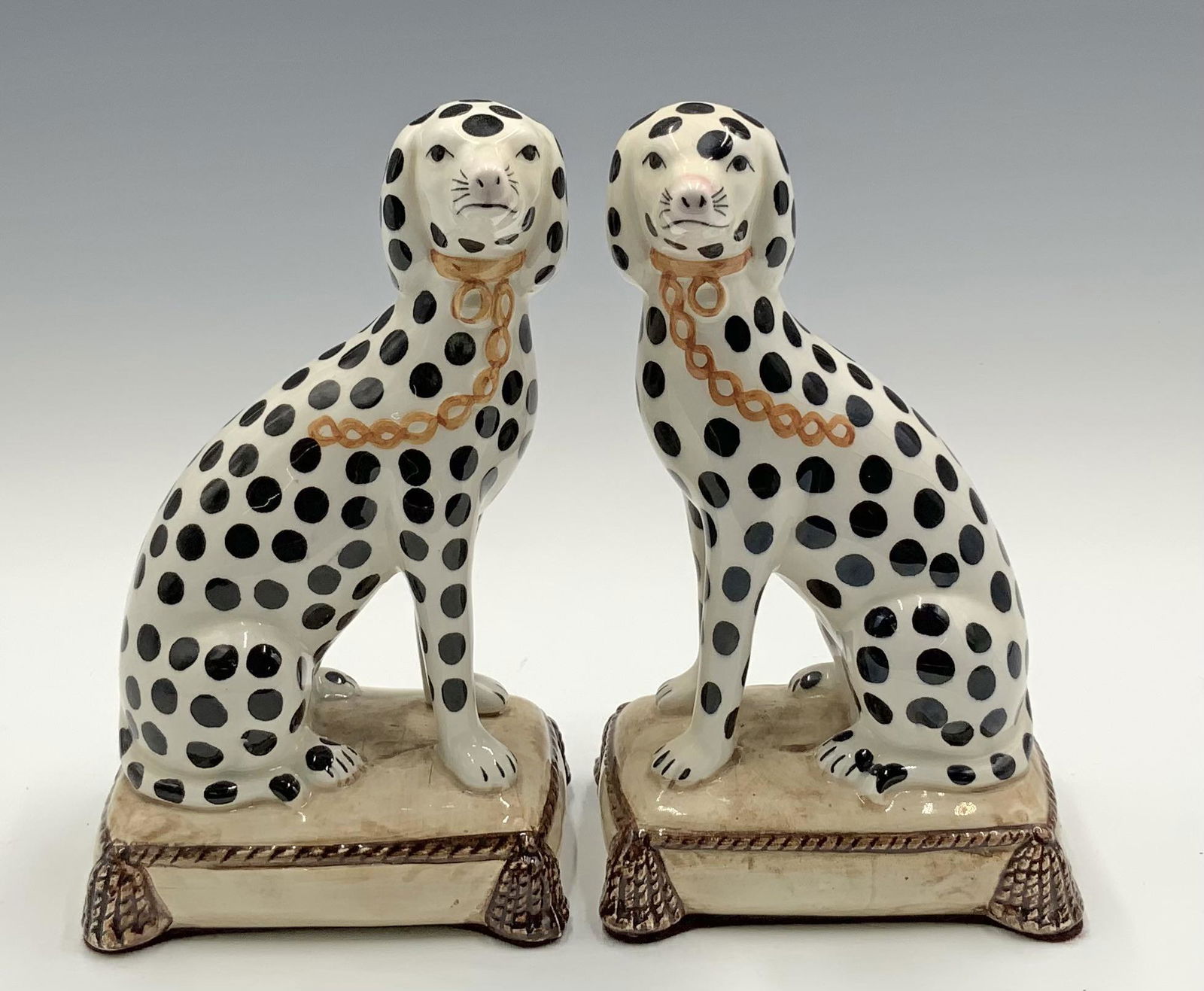 Pair of Staffordshire-Style Dalmatian Dog Figures.: These are Probably Fitz and Floyd, but there is no Mark Indicating them as Such. They Measure 6 1/2" Tall and 3 3/4" Wide, and are in Good Condition.