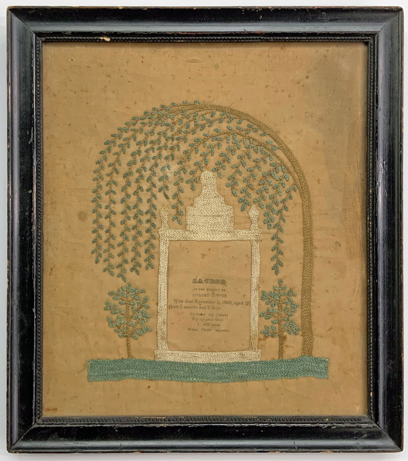 Antique Memorial Needlework Sampler. (1 of 3)