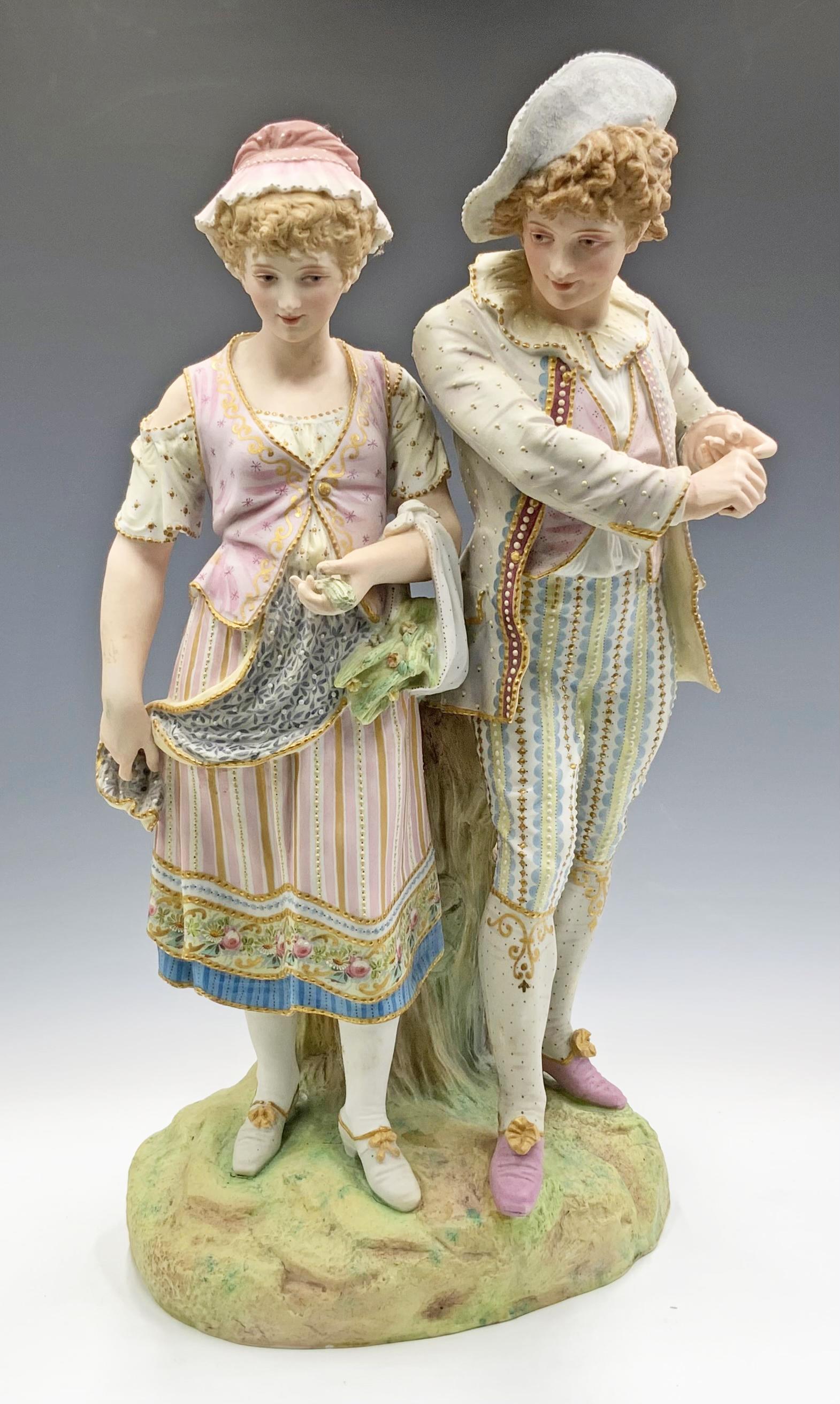 20" Bisque Vion & Baury Figure of a Young Couple. (1 of 3)