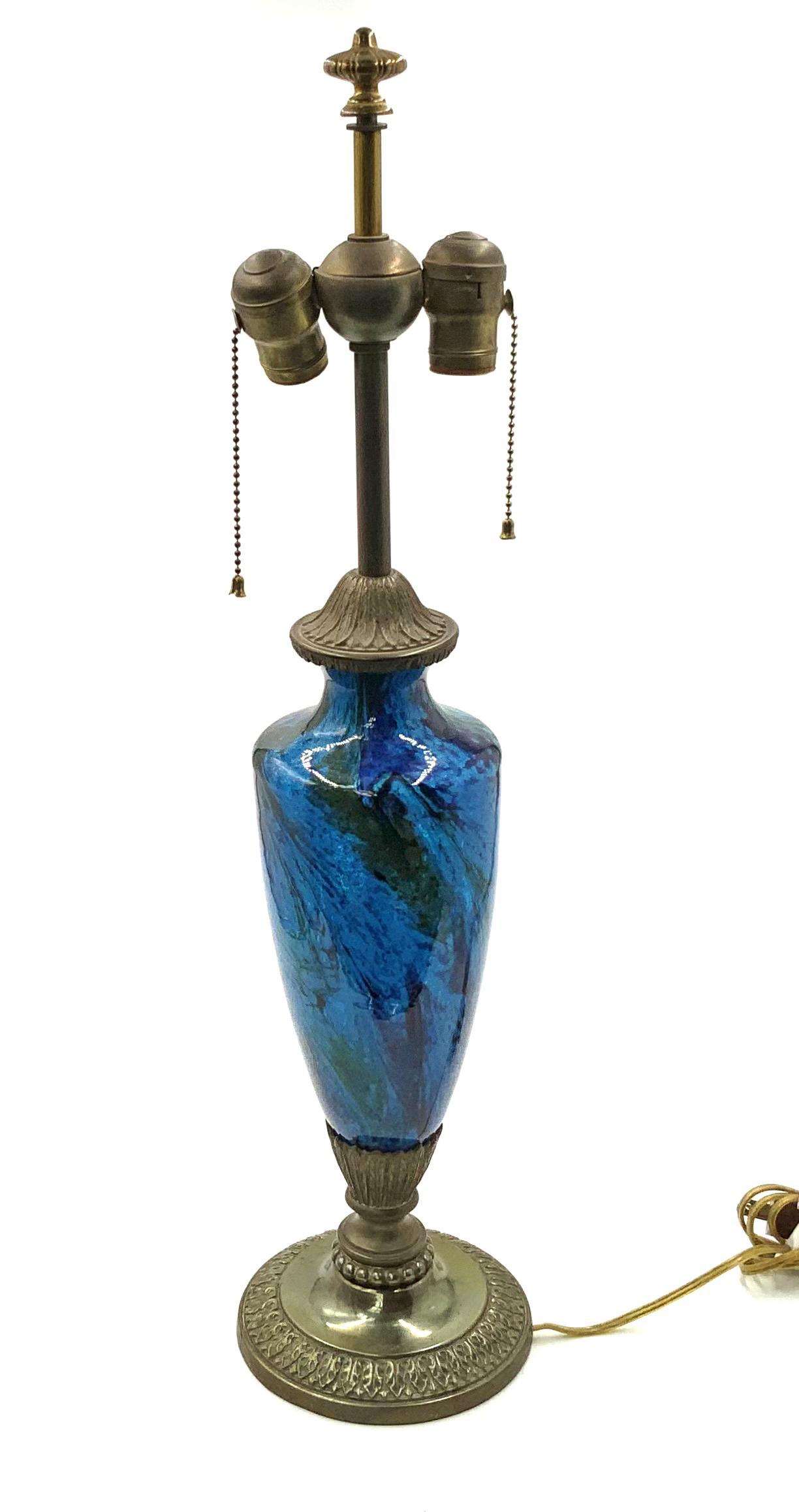 Vintage 26" Steuben Blue Moss Agate Lamp. (1 of 3)