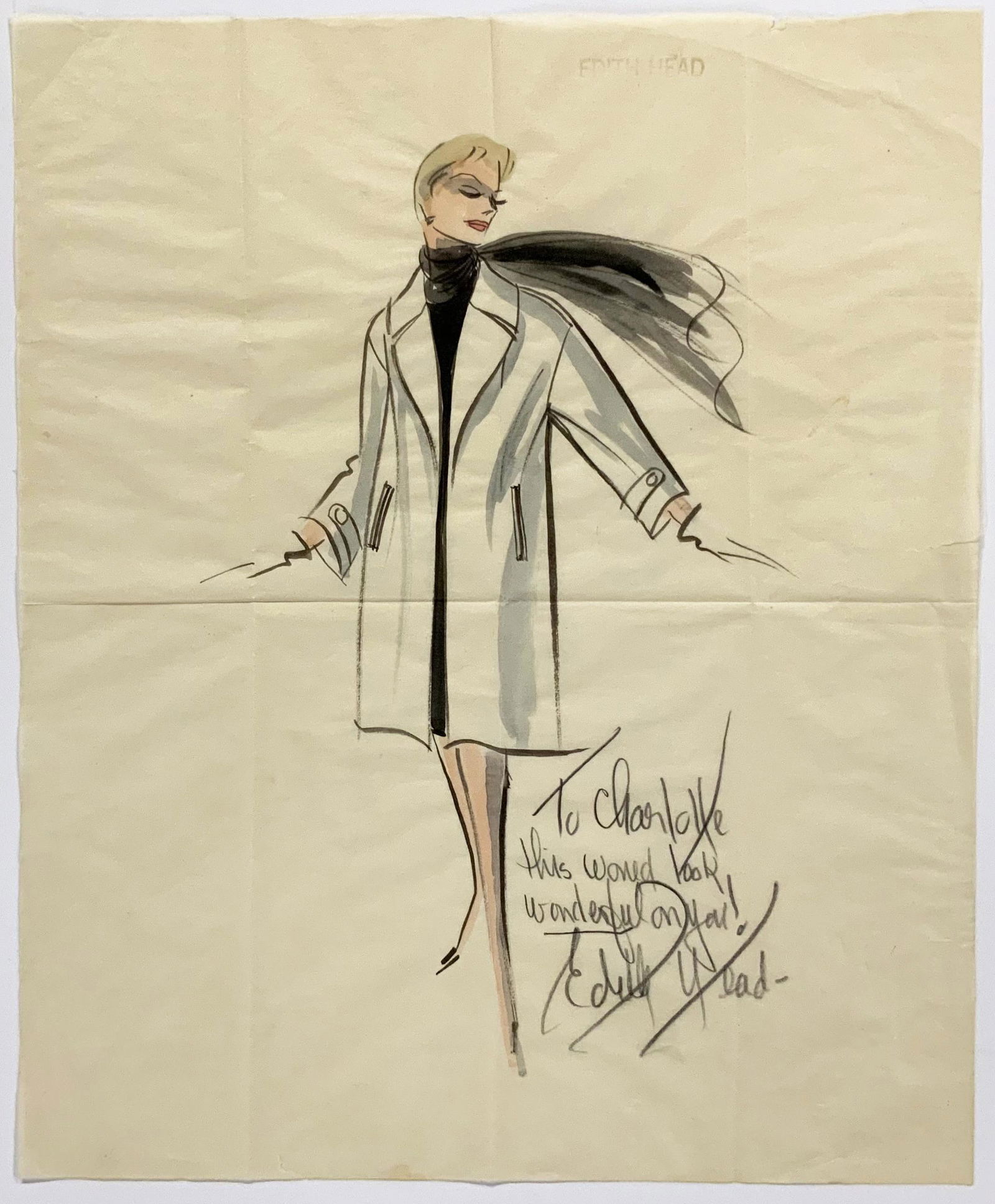 Original Fashion Illustration by Edith Head. (1 of 1)