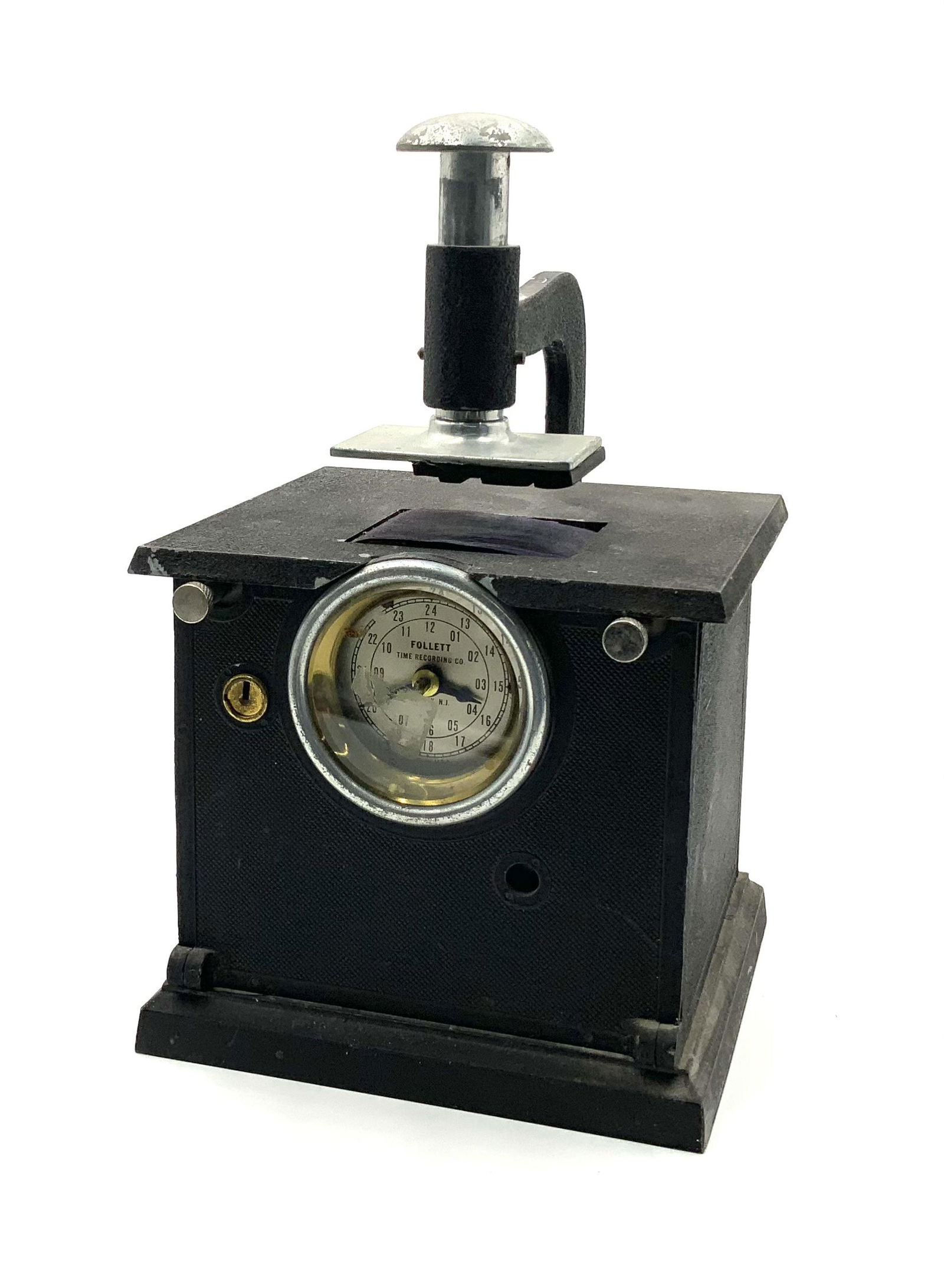 Antique Follett Time Card Machine w/Time Clock. (1 of 1)