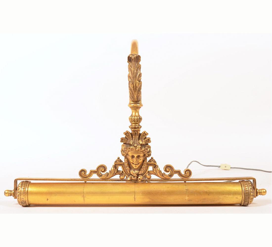 Ornate Antique Gilt Bronze & Brass Picture Light. (1 of 3)