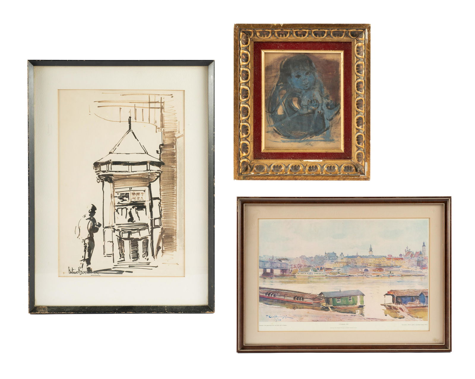 Lot: 3 Framed Works of Art. Two are signed. (1 of 12)