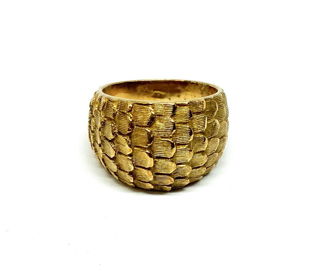 Heavy 14K Gold "Dragon's Scales" Pattern Ring. (1 of 2)