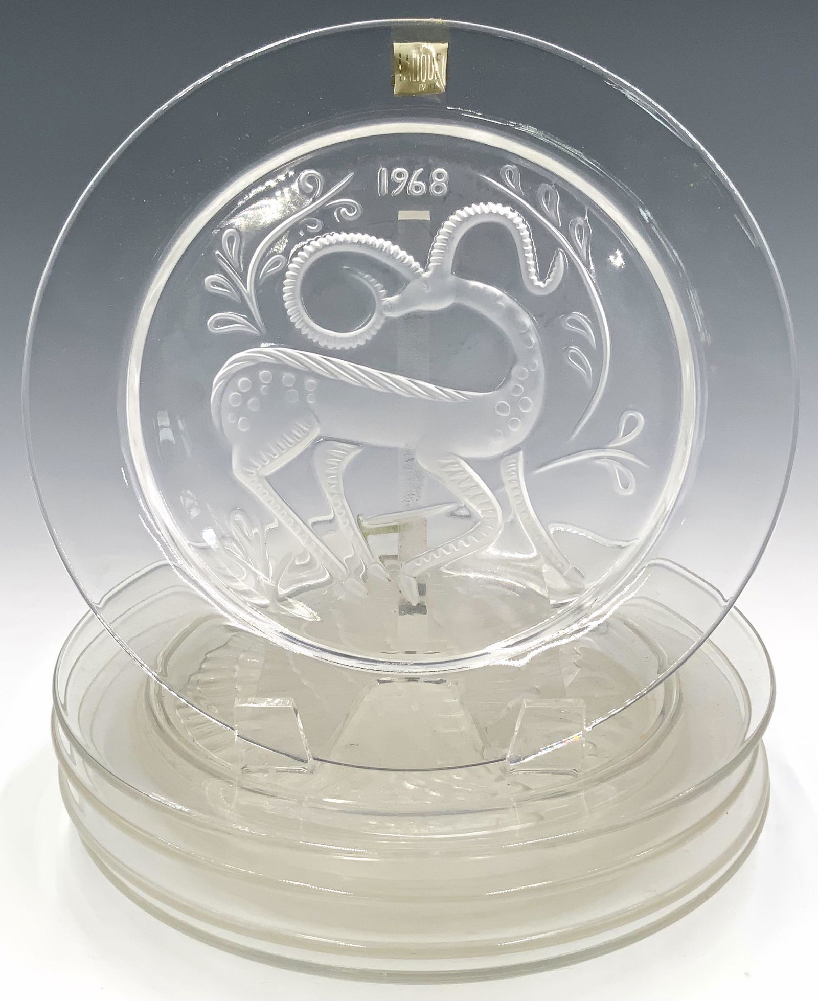 Set of 5 Mid-Century Lalique Crystal Annual Plates (1 of 5)