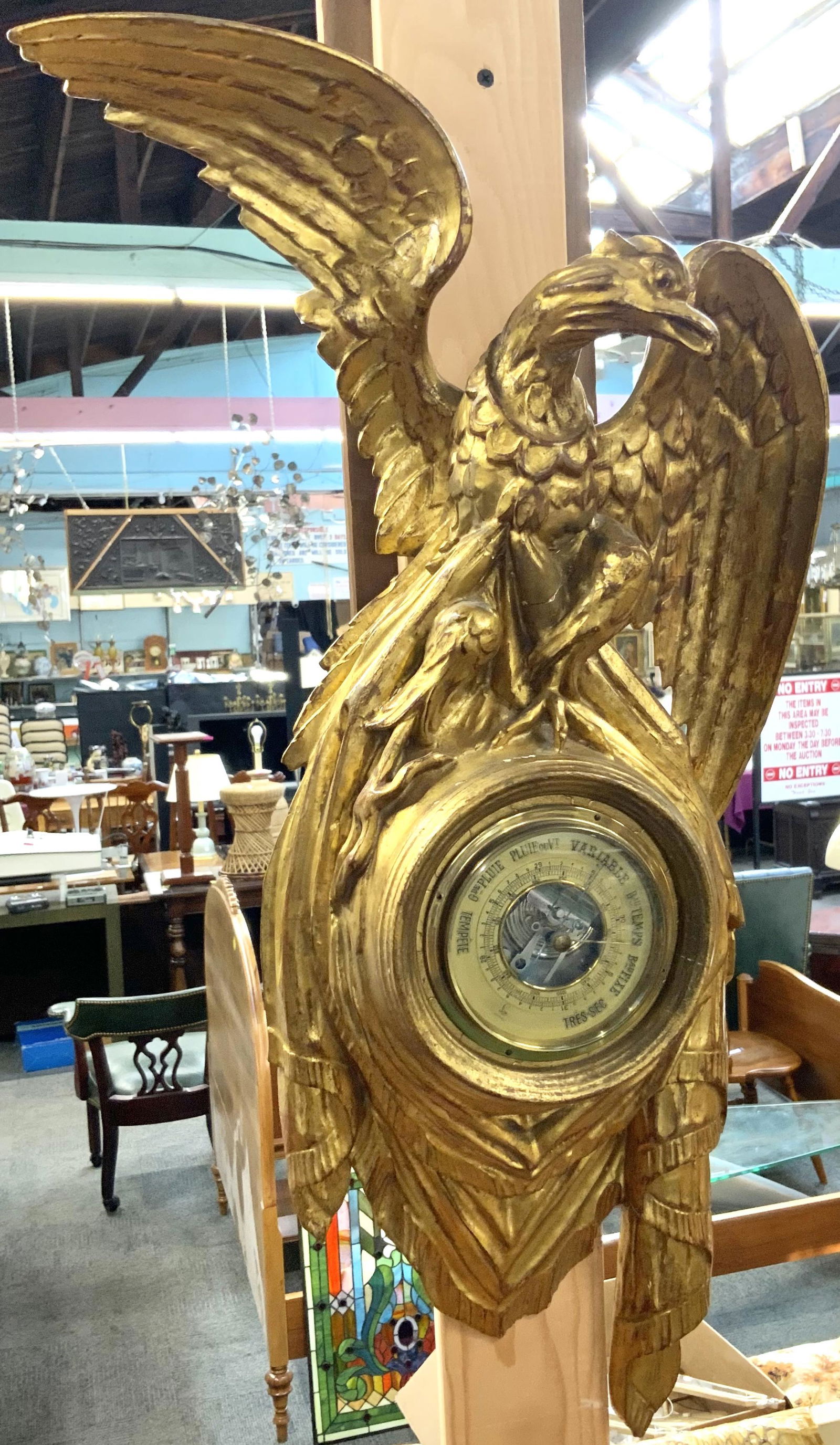 Antique Carved Barometer w/Eagle Carving. (1 of 1)