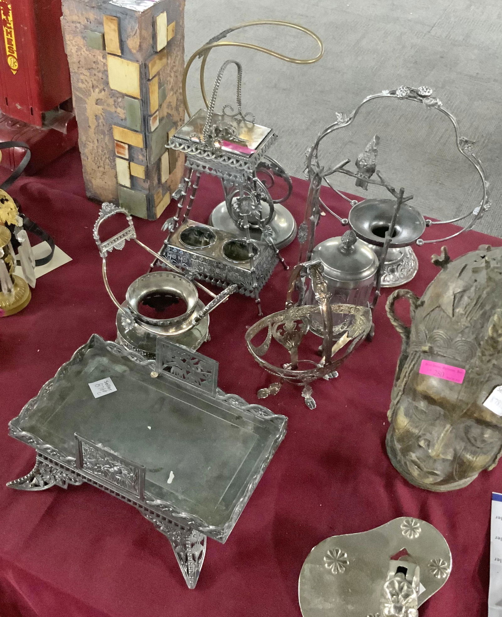 Lot: 7 Pcs: Victorian Silverplate & Door Knocker (1 of 1)