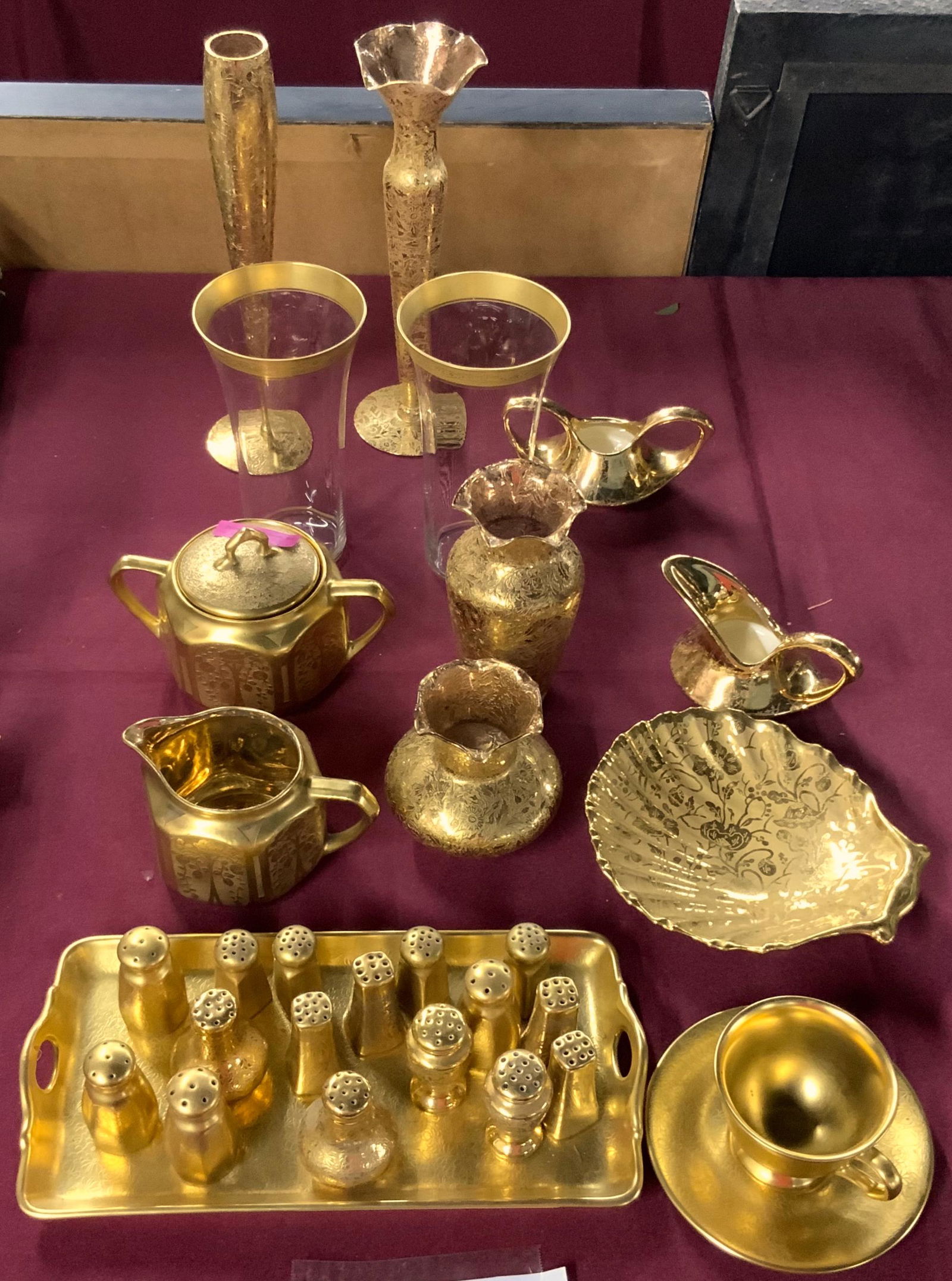 Lot of Assorted Gold-Plated Glass and China. (1 of 1)