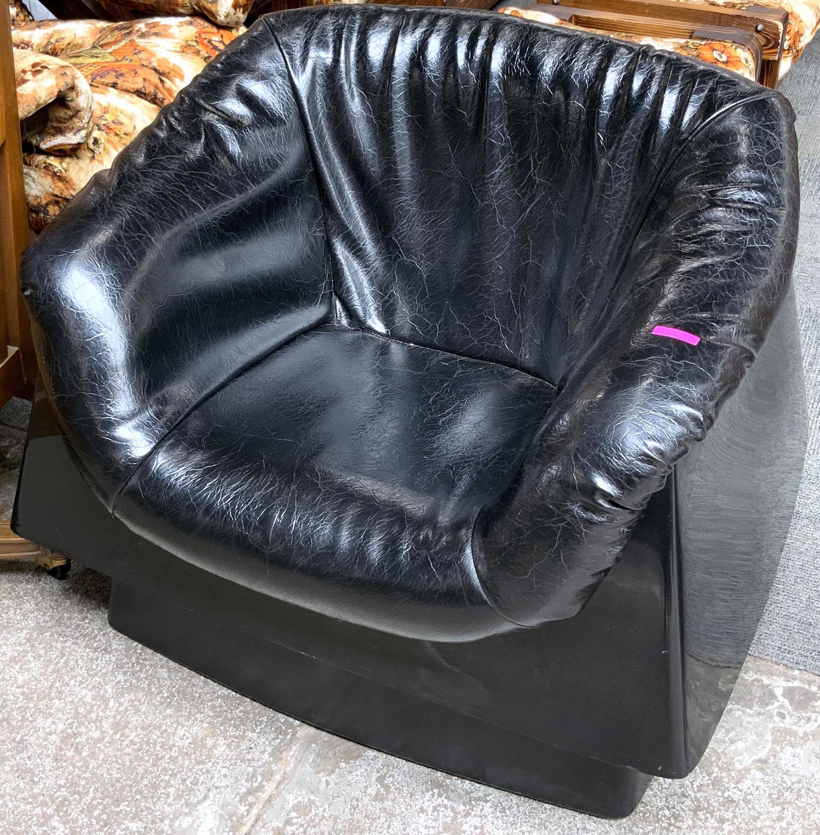 Modern Black Vinyl Chair with Freeform Frame. (1 of 1)