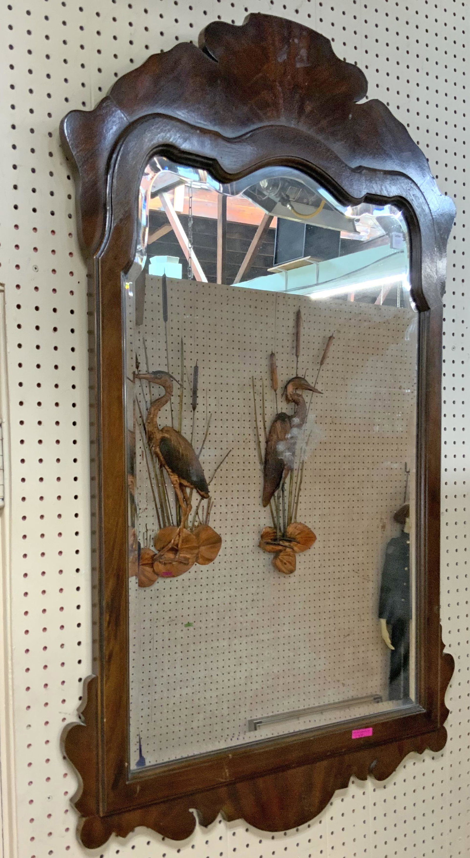 Antique-Style French Walnut Bevelled Mirror.: This country french Walnut mirror measures 49" tall by 31" wide, and appears to be in good overall condition. Third Party Shipping or Personal Pickup is Required.