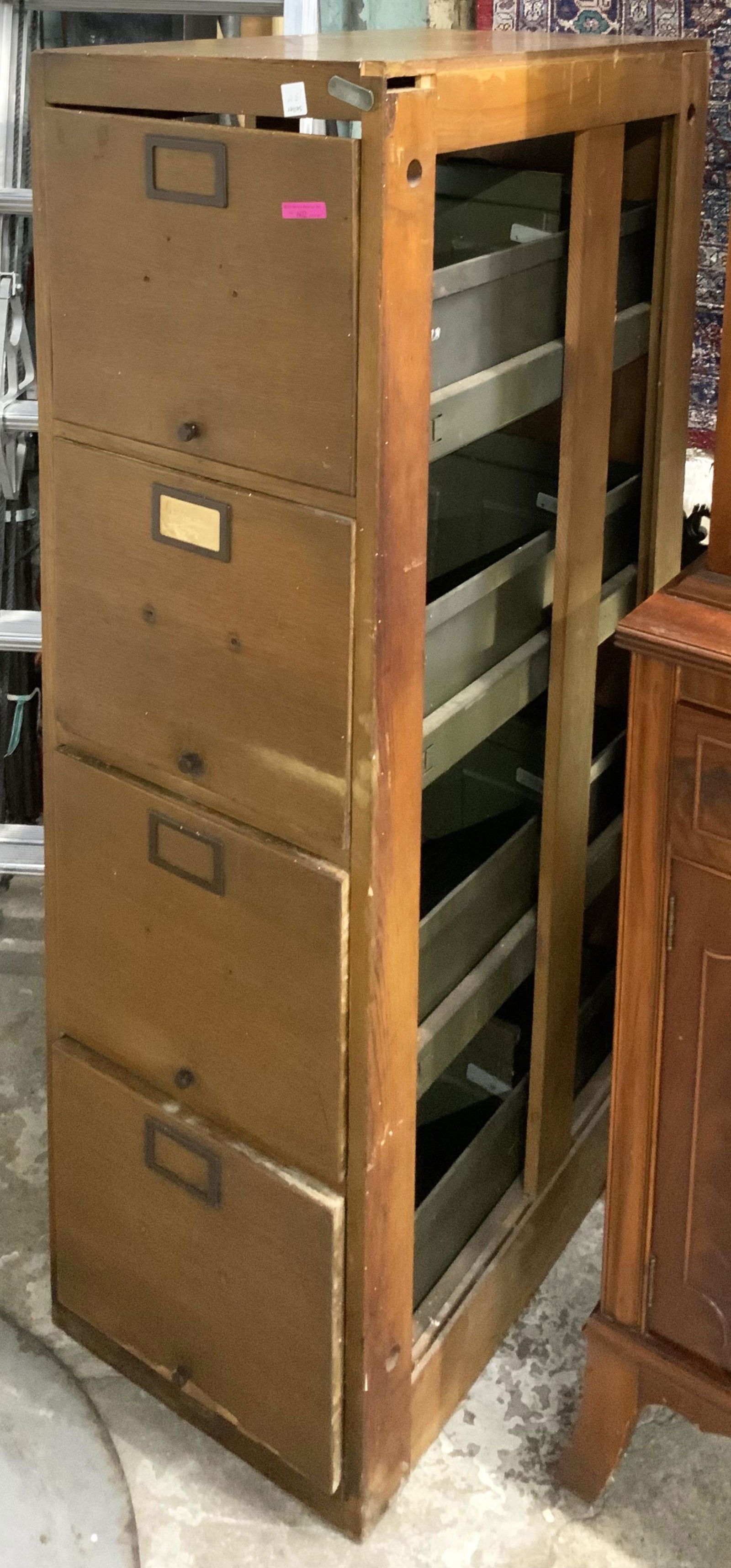 Oak 4-Drawer Letter File Cabinet. (1 of 1)