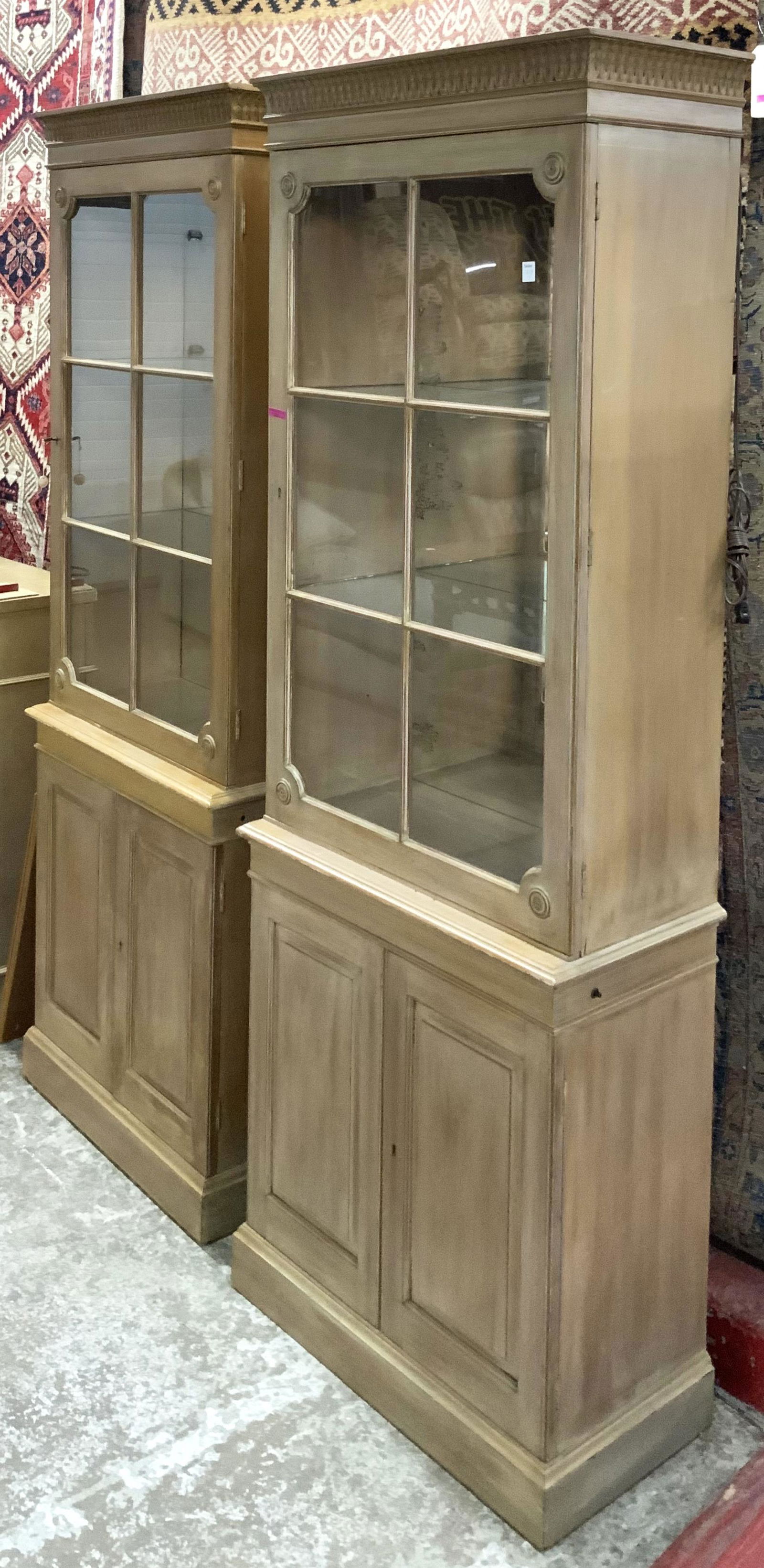 Pr. of Light Wood Display Cabinets w/Glass Shelves (1 of 1)