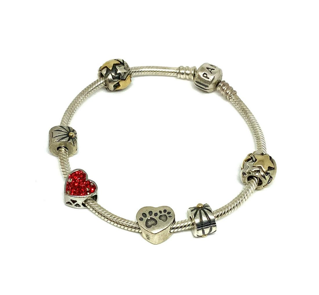 Pandora Sterling Bracelet with Charms. (1 of 2)