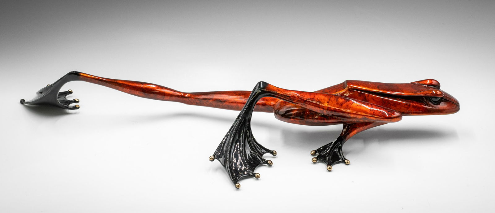 21" Long Tim Cotterill Bronze and Enamel Frog. (1 of 6)