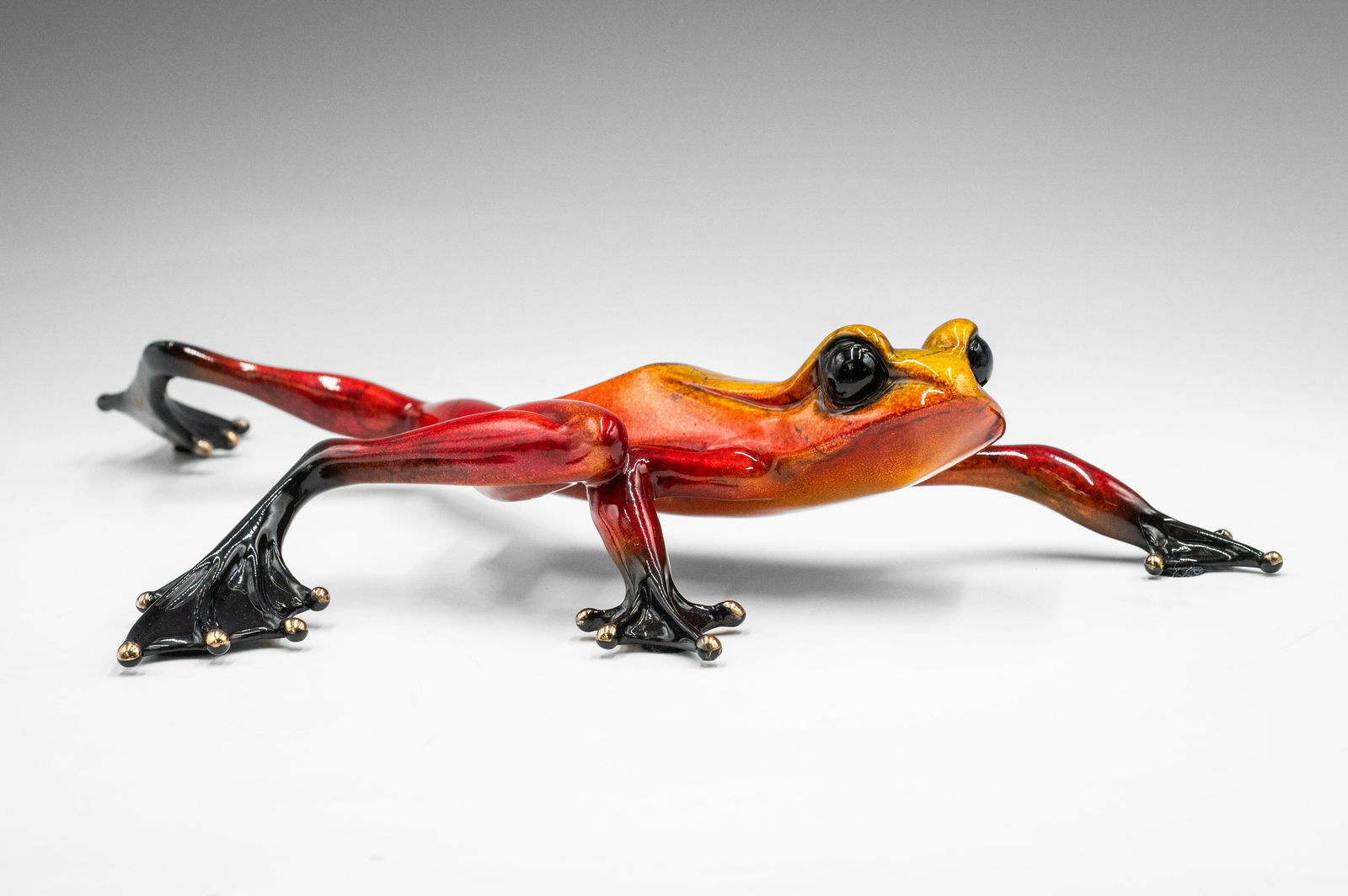 Tim Cotterill Bronze and Enamel Crouching Frog. (1 of 7)