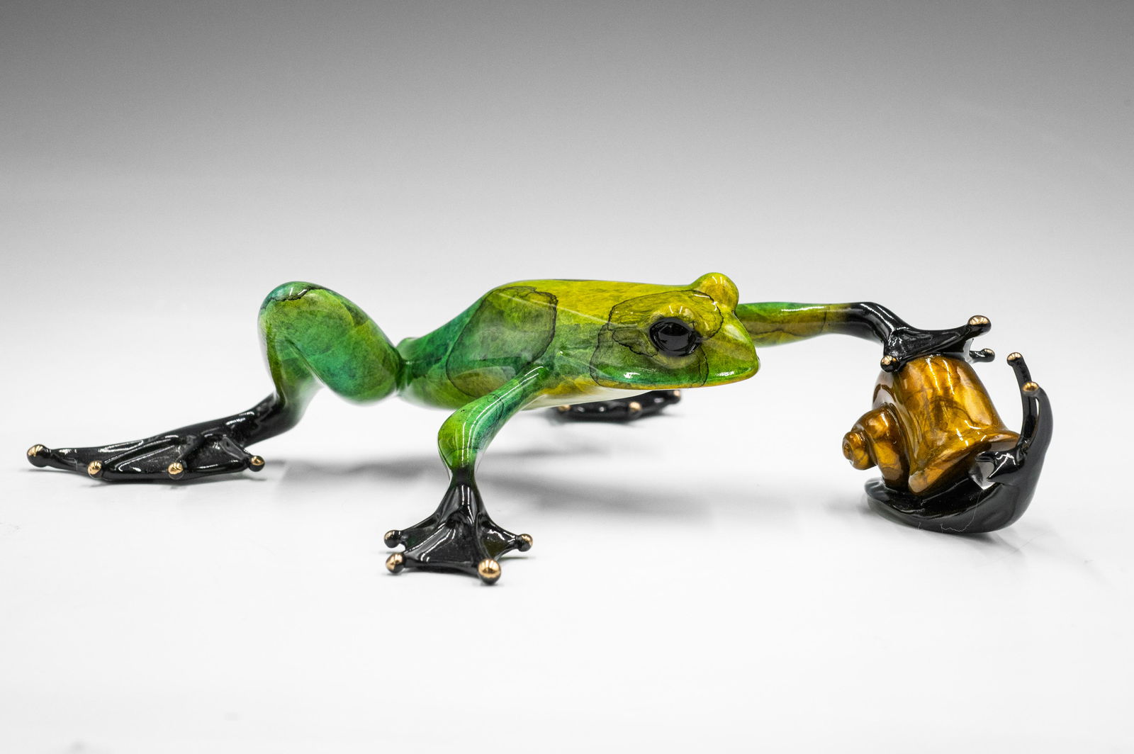 Tim Cotterill Bronze and Enamel Frog w/ Snail. (1 of 6)