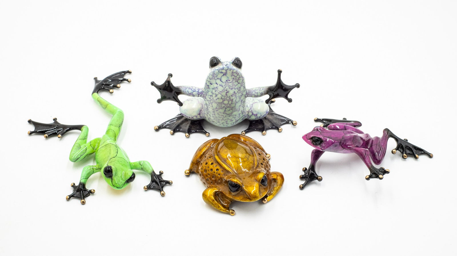 Lot: 4 Small Tim Cotterill Bronze/ Enamel Frogs. (1 of 15)