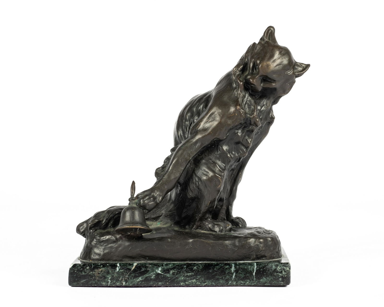 Signed Cartier Bronze on Marble Cat Sculpture. (1 of 5)
