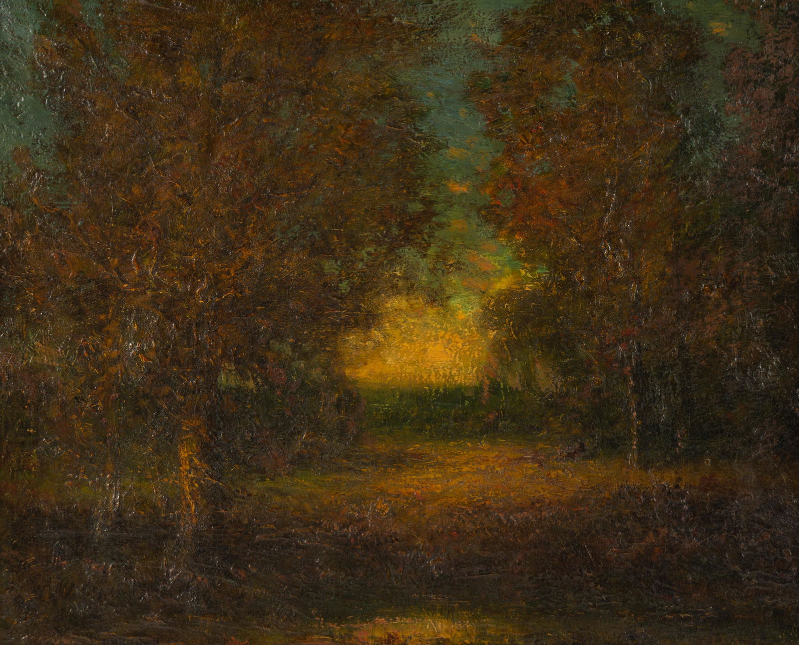 Old Oil Painting of Woods Path sgd H.M. Kitchell. (1 of 6)