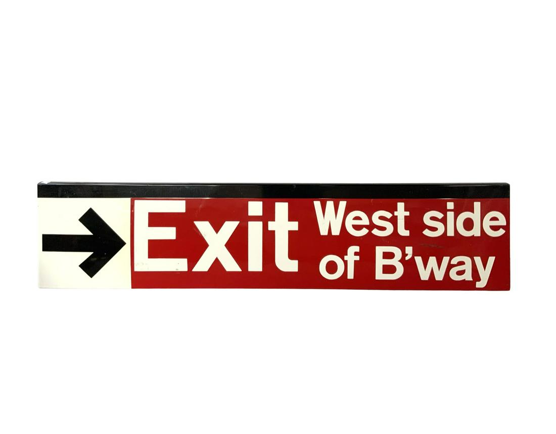 New York City "Exit" Subway Train Sign. (1 of 2)