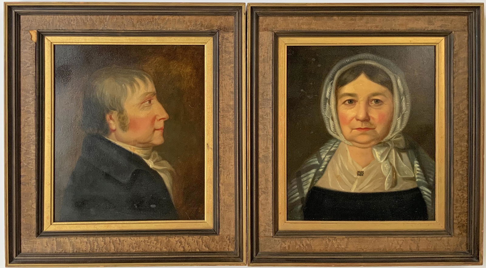 Pair of Antique English Oil Portrait Paintings. (1 of 5)
