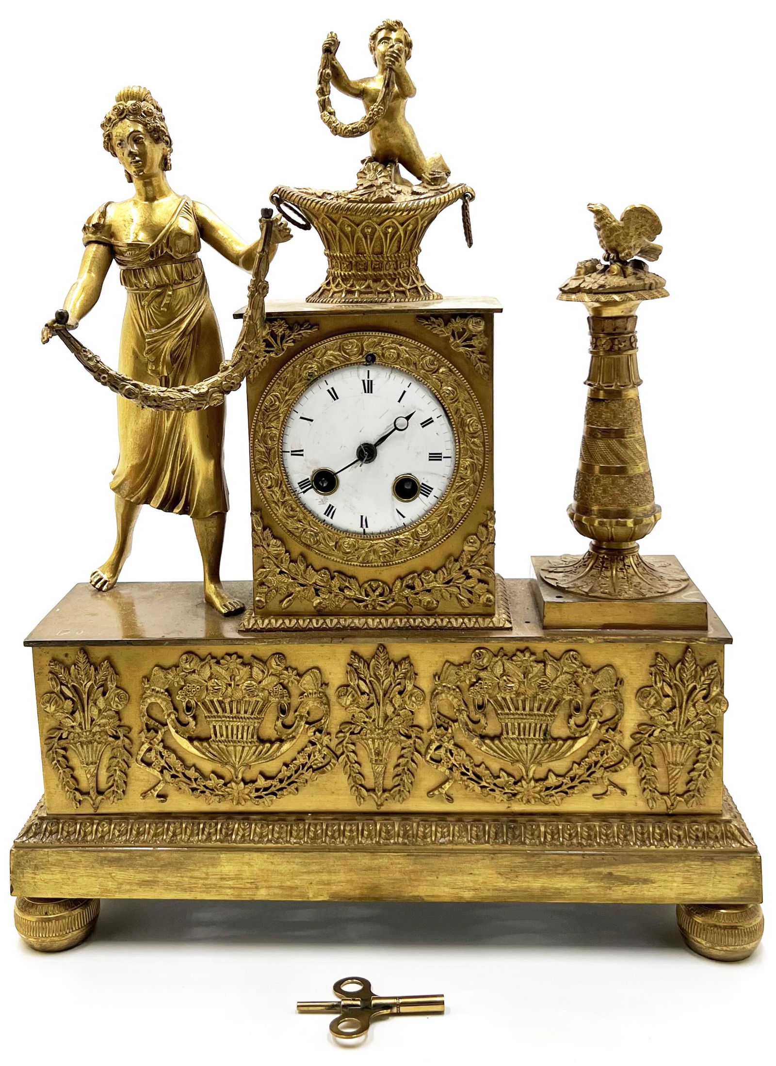 Ornate Antique French Gold-Gilt Metal Clock. (1 of 2)