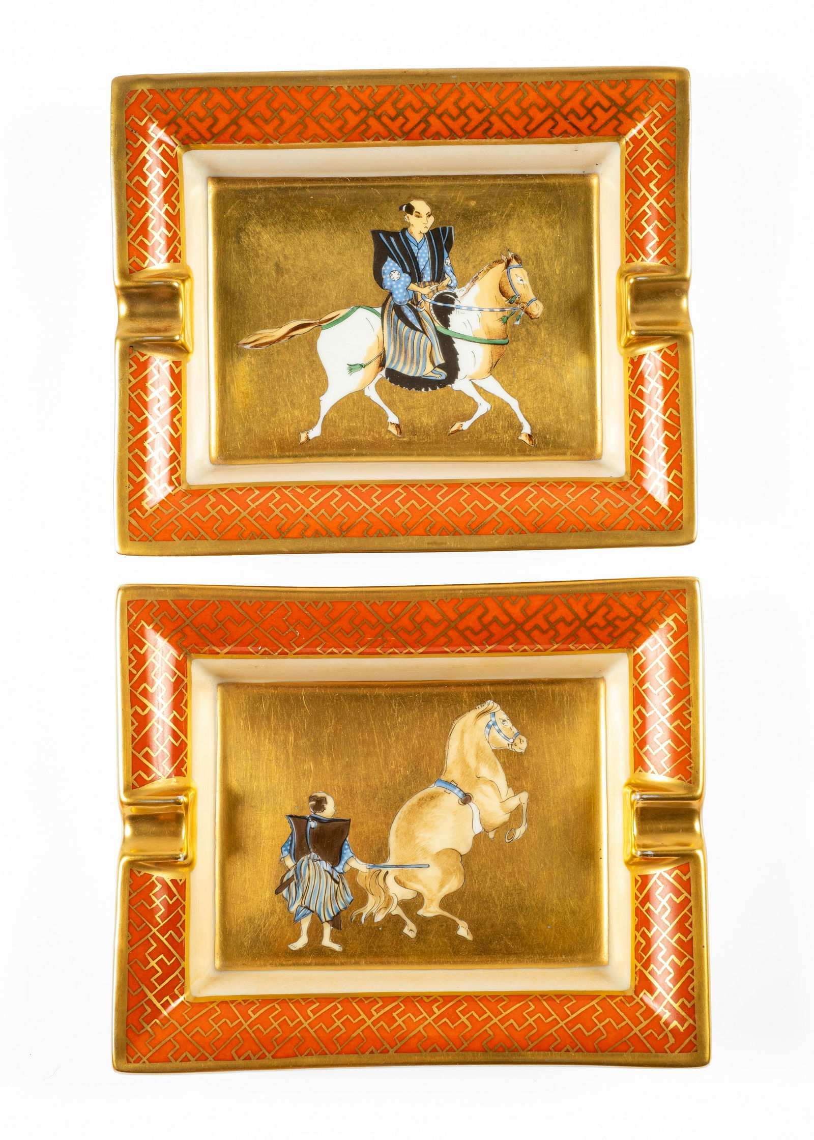 Pair of Vintage Hermes Porcelain Ashtrays. (1 of 5)