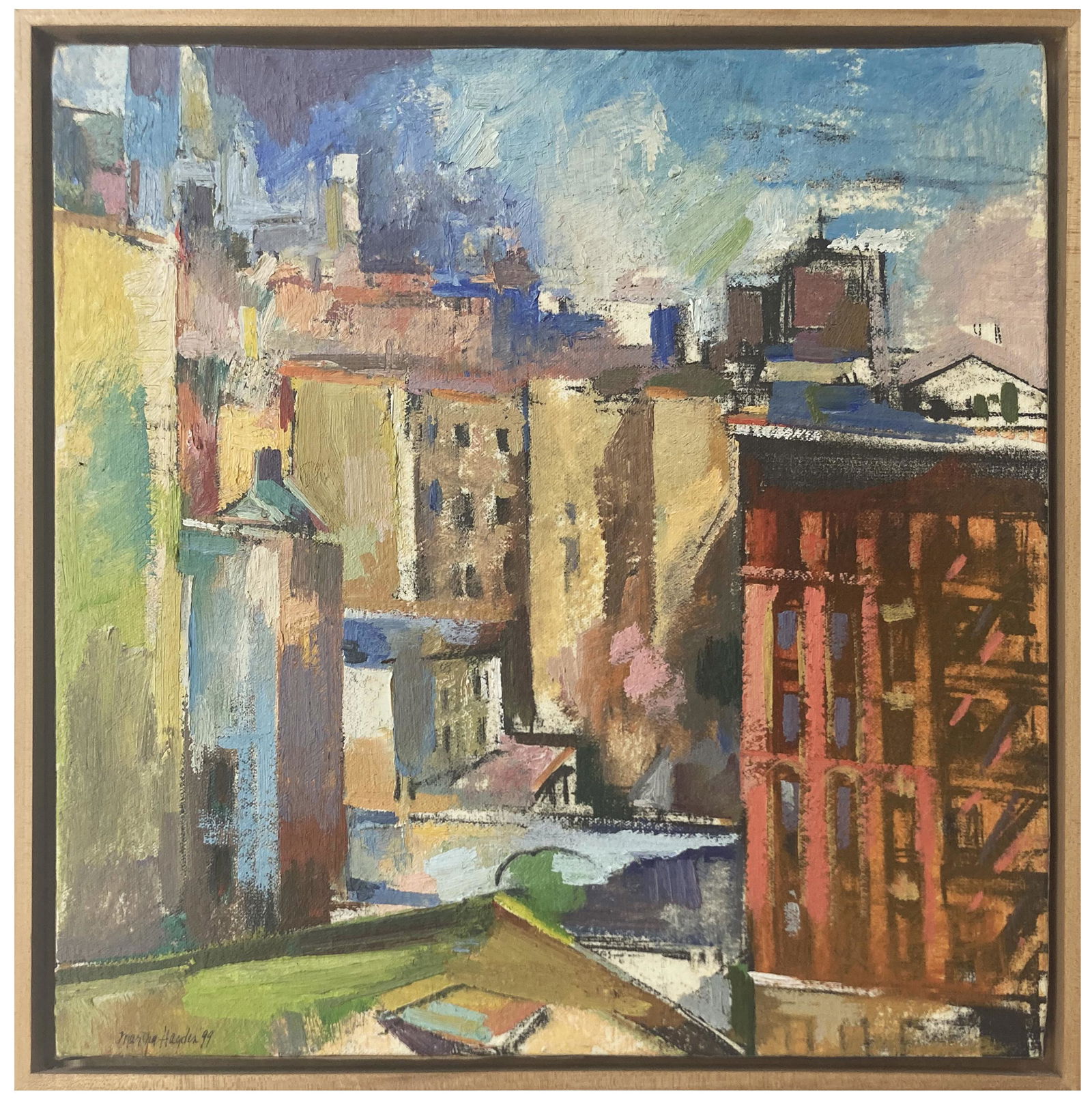 Cityscape Oil Painting Signed Martha Hayden. (1 of 4)