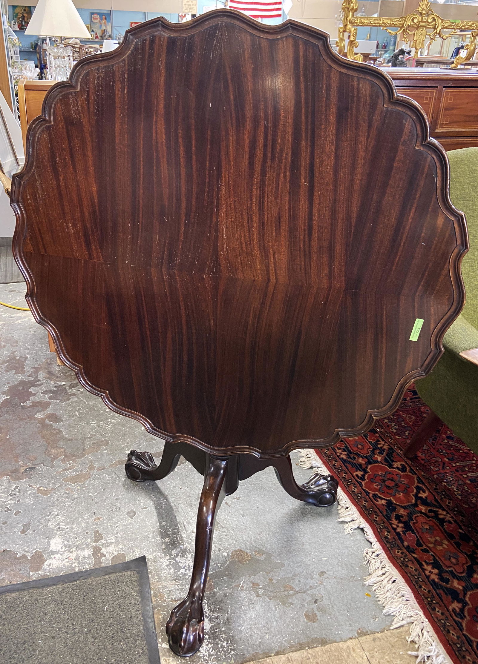 Ornate Mahogany 34" Pie-Crust Flip-Top Table. (1 of 3)