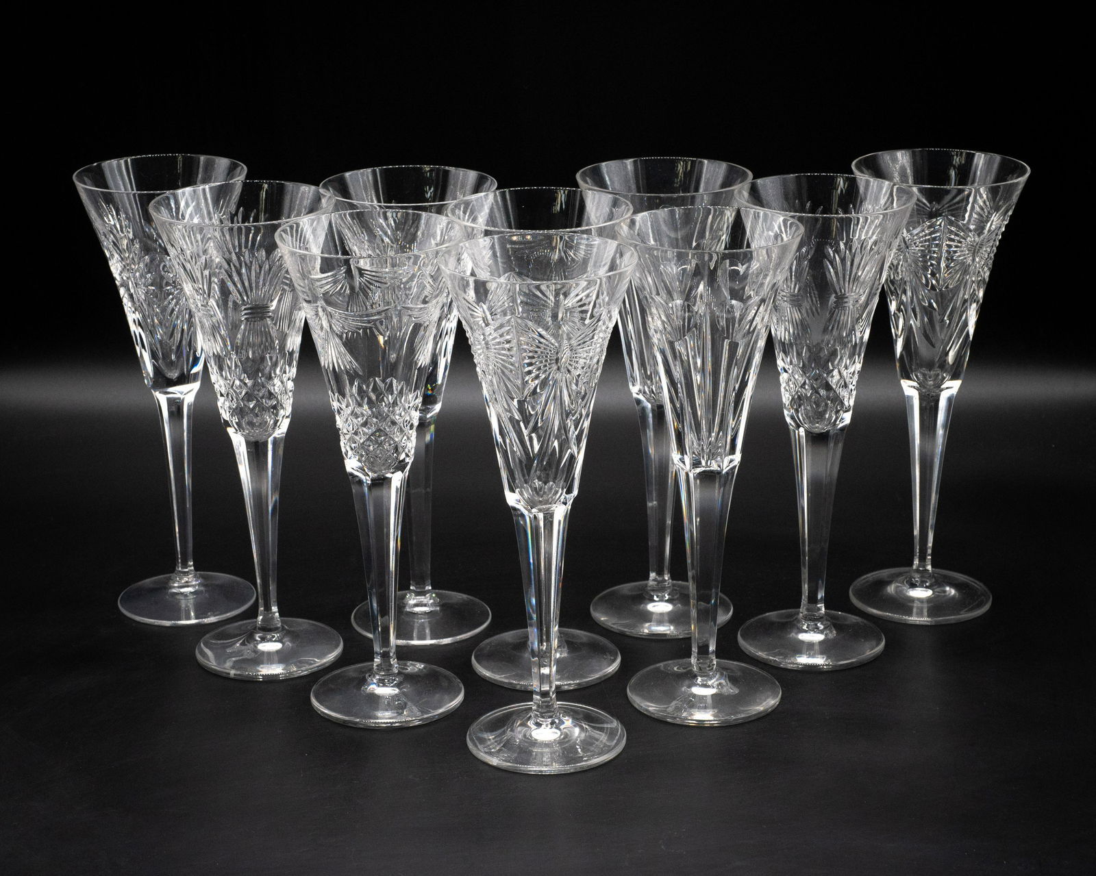 Lot of 10 Waterford Crystal Stemware Flutes. (1 of 4)