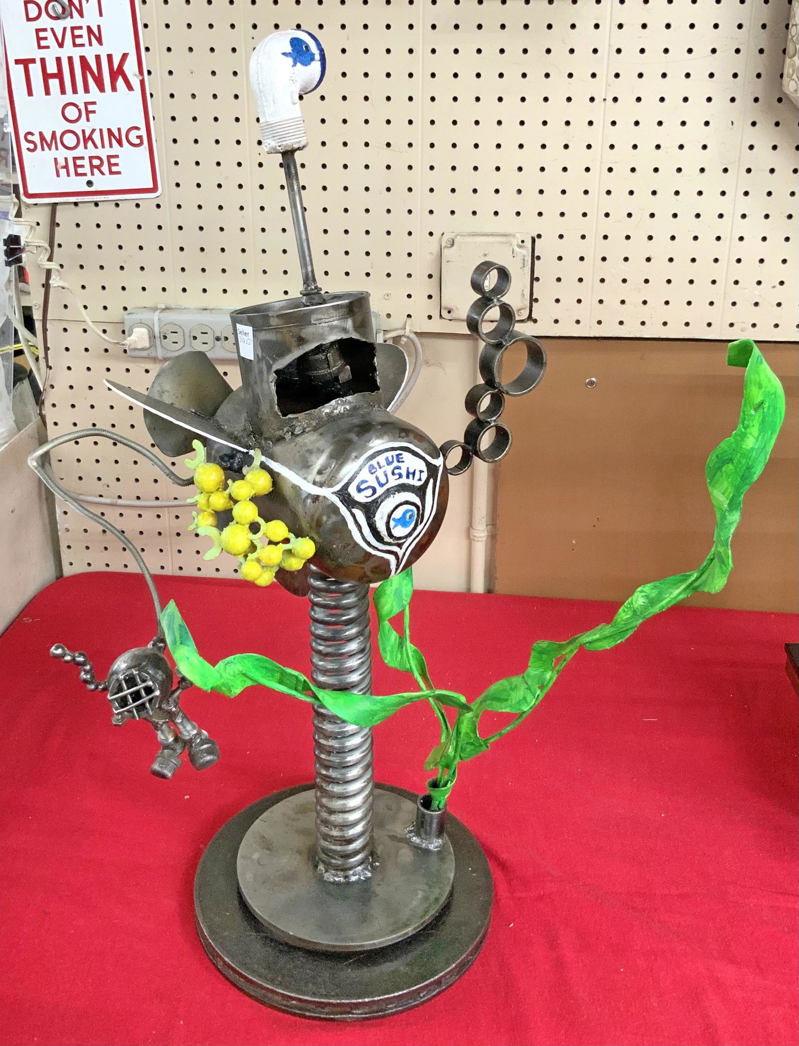 "Blue Sushi" Steampunk Scrap Metal Art Sculpture. (1 of 2)