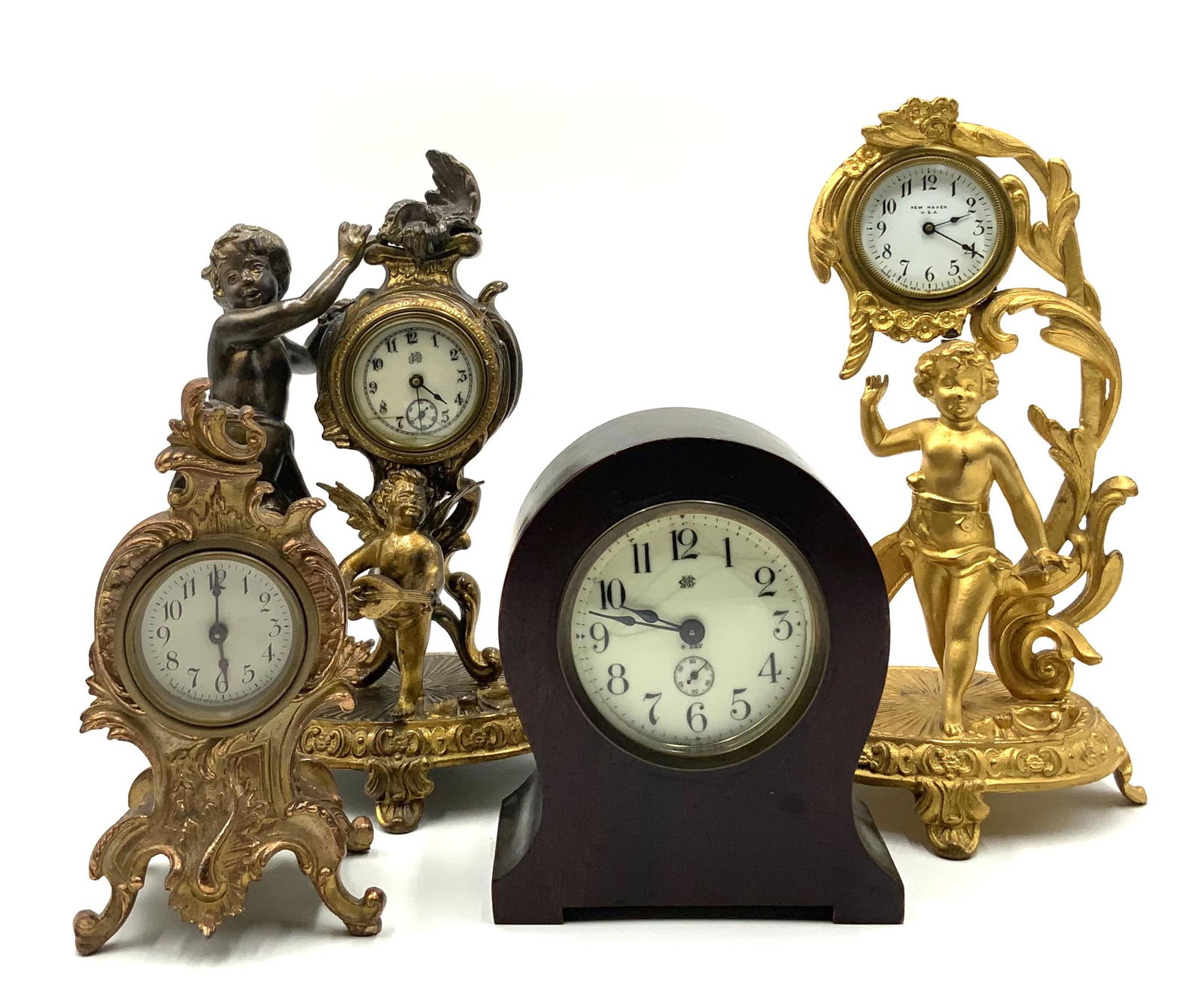 Lot of 4 Smaller Antique Clocks- New Haven, etc. (1 of 4)