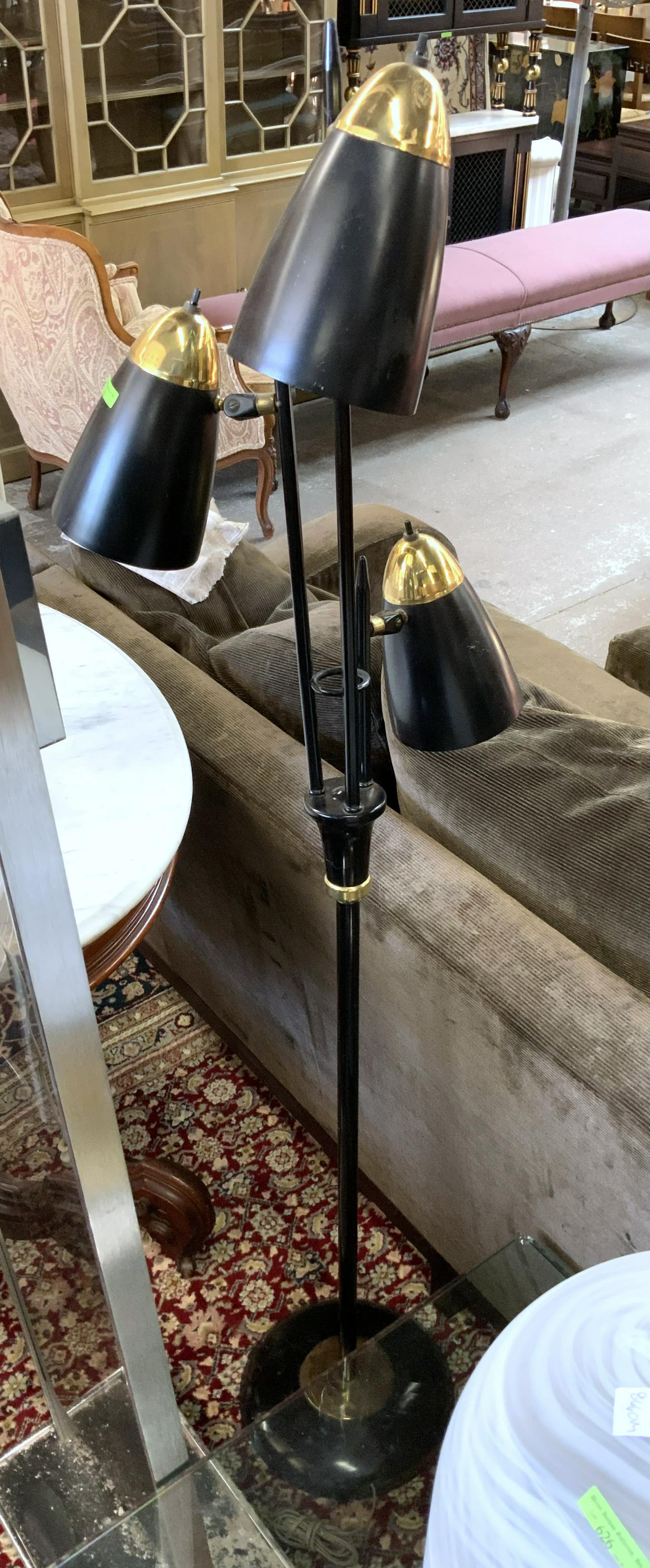 Mid-Century Modern Black 3-Light Swivel Floor Lamp (1 of 1)