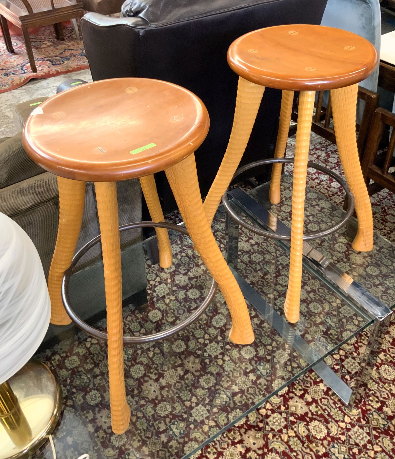 Pair of Axe Handle Stools. (1 of 1)