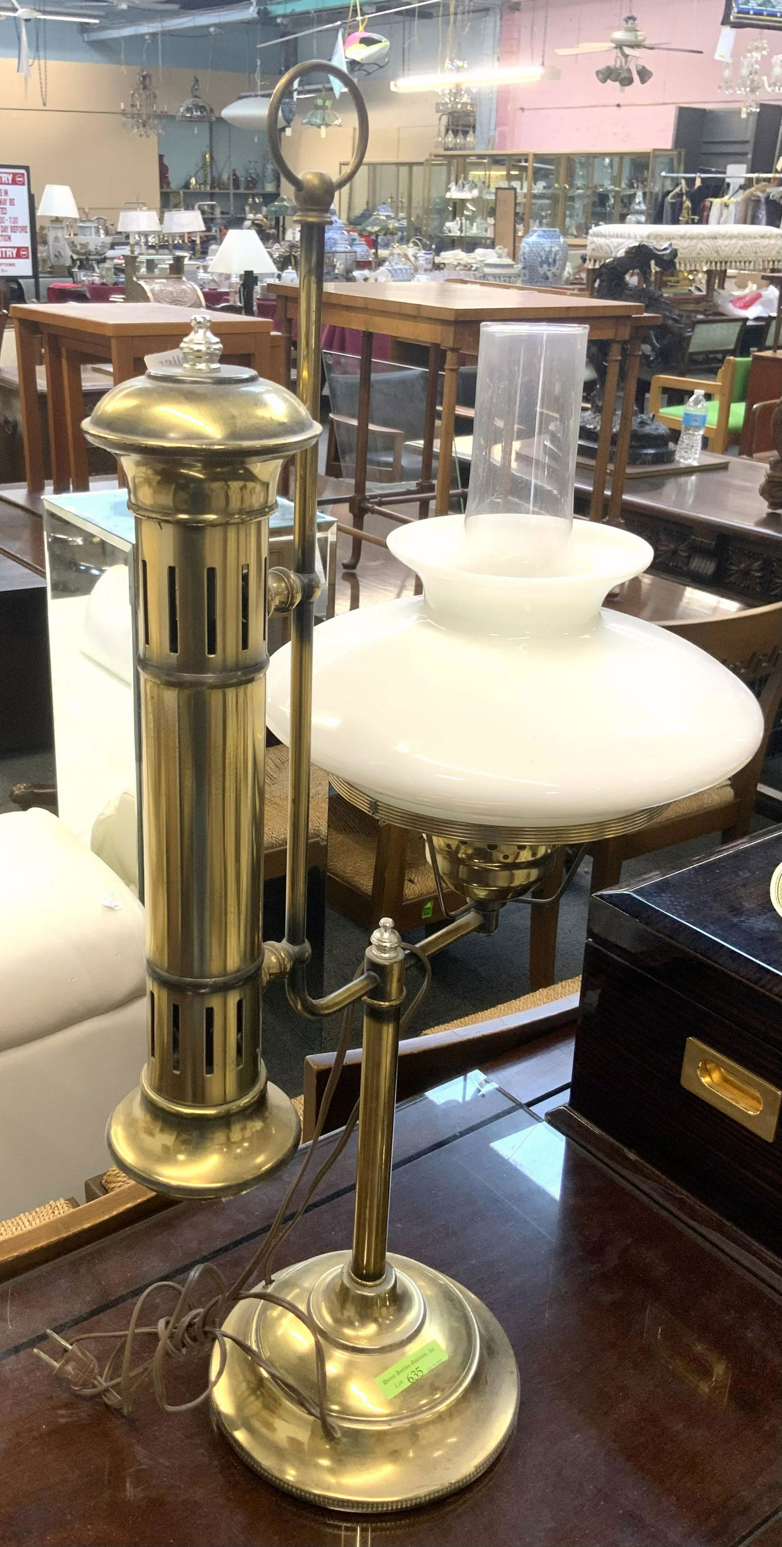 Brass Hurricane-Style Table Lamp. (1 of 1)