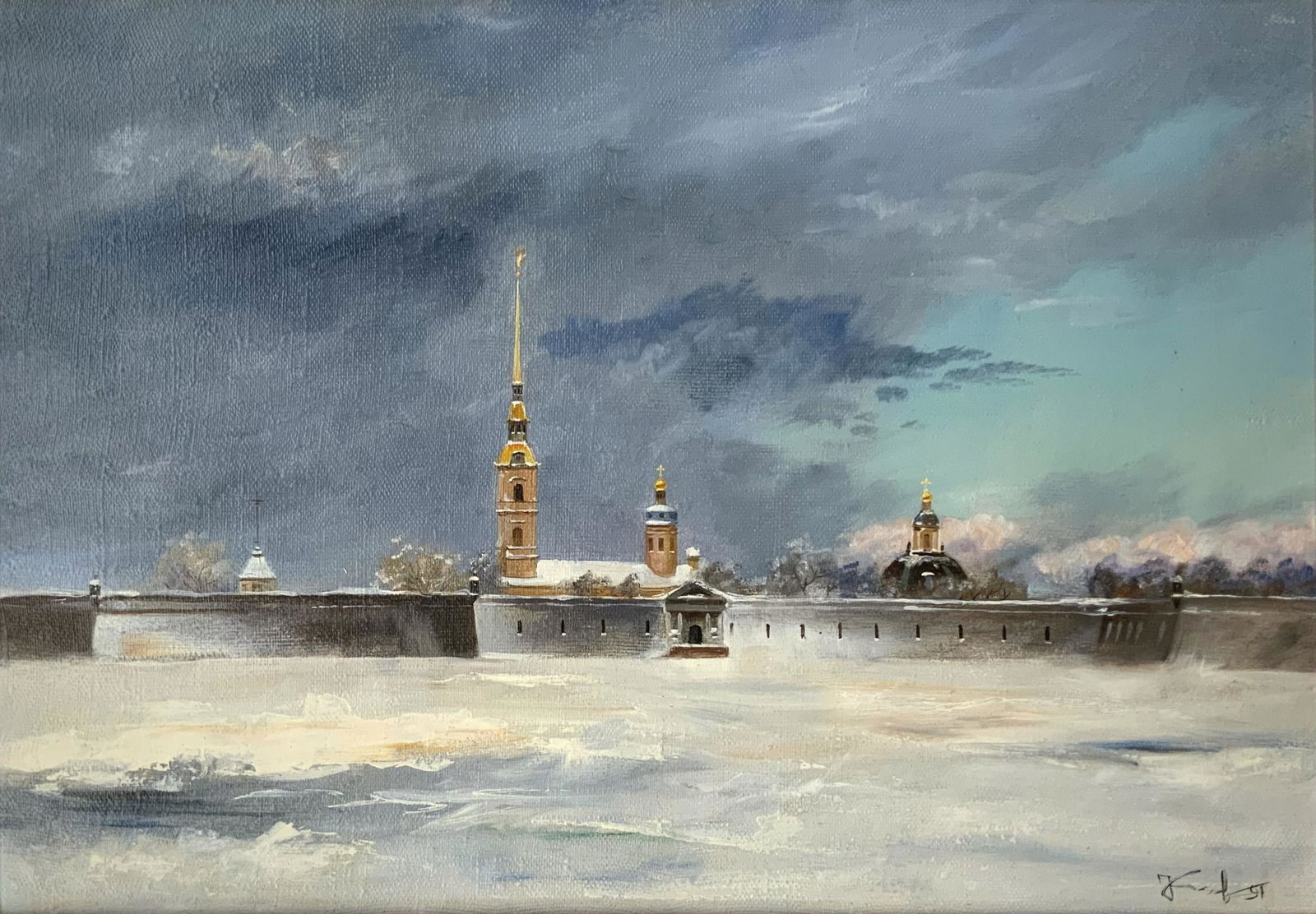 Oil Painting of St Paul Cathedral, Russia. (1 of 5)