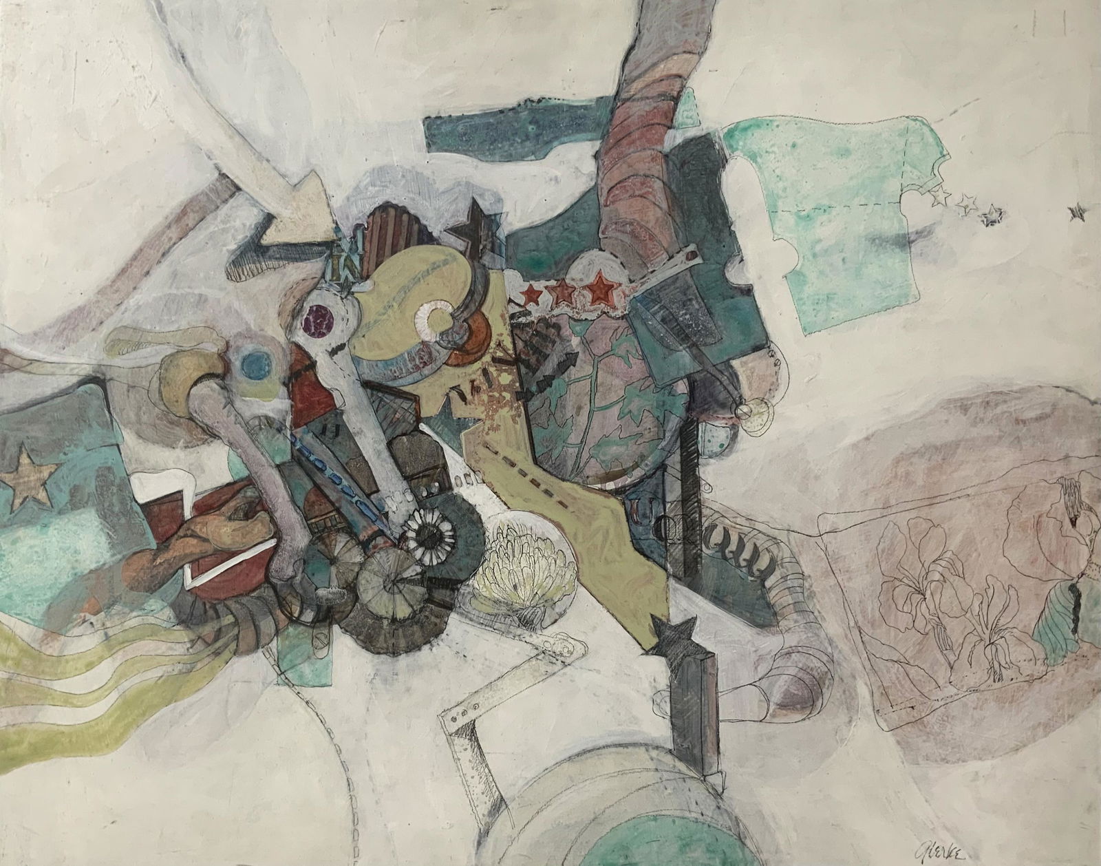 Mixed Media Painting Signed Sandra Gierke. (1 of 5)