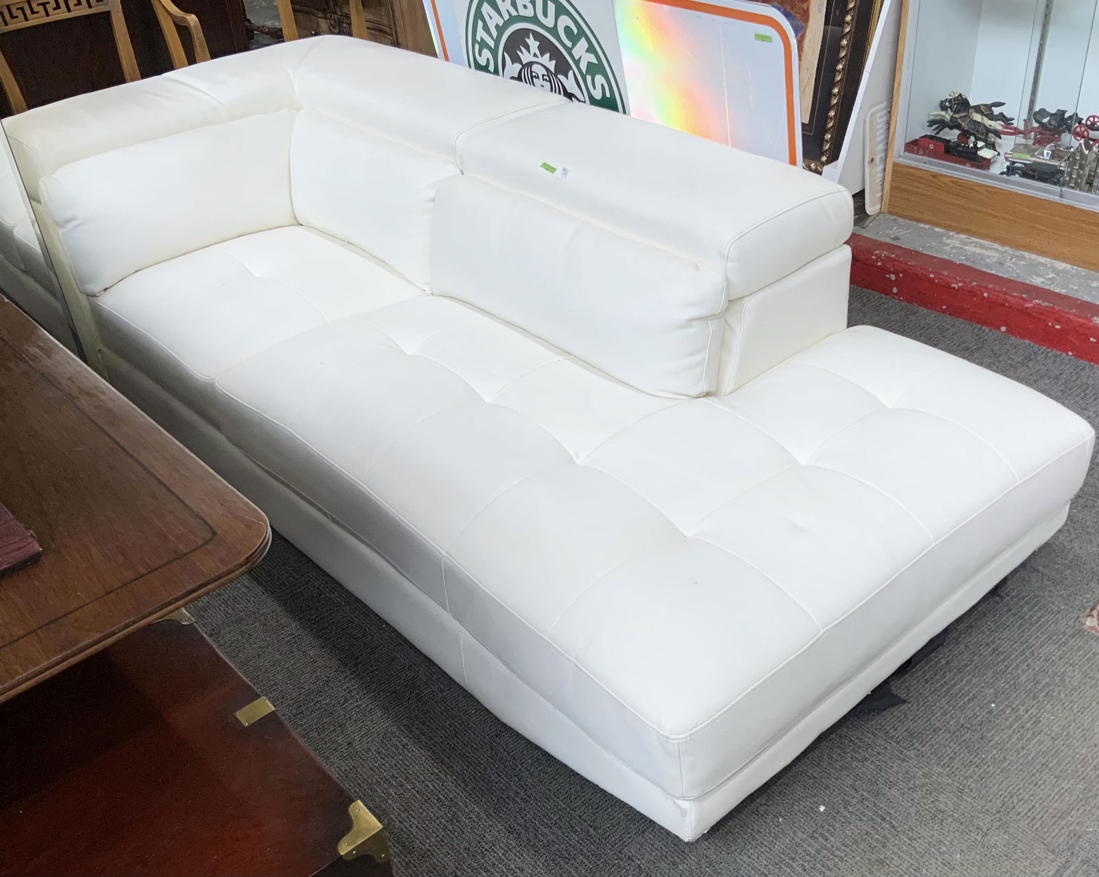 White Leather L-Shaped Sofa (1 of 1)