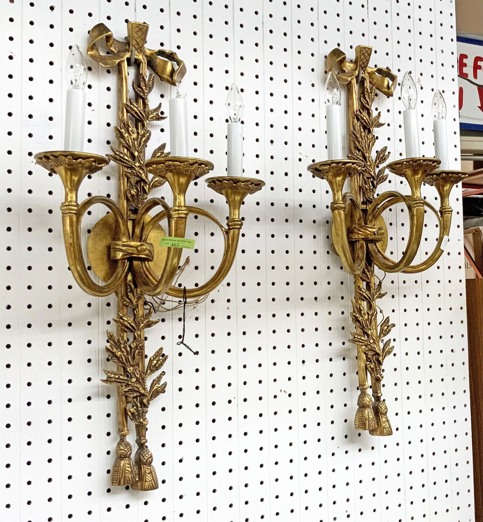 Pair of Bronze 3-Light Candelabra-Style Sconces. (1 of 1)