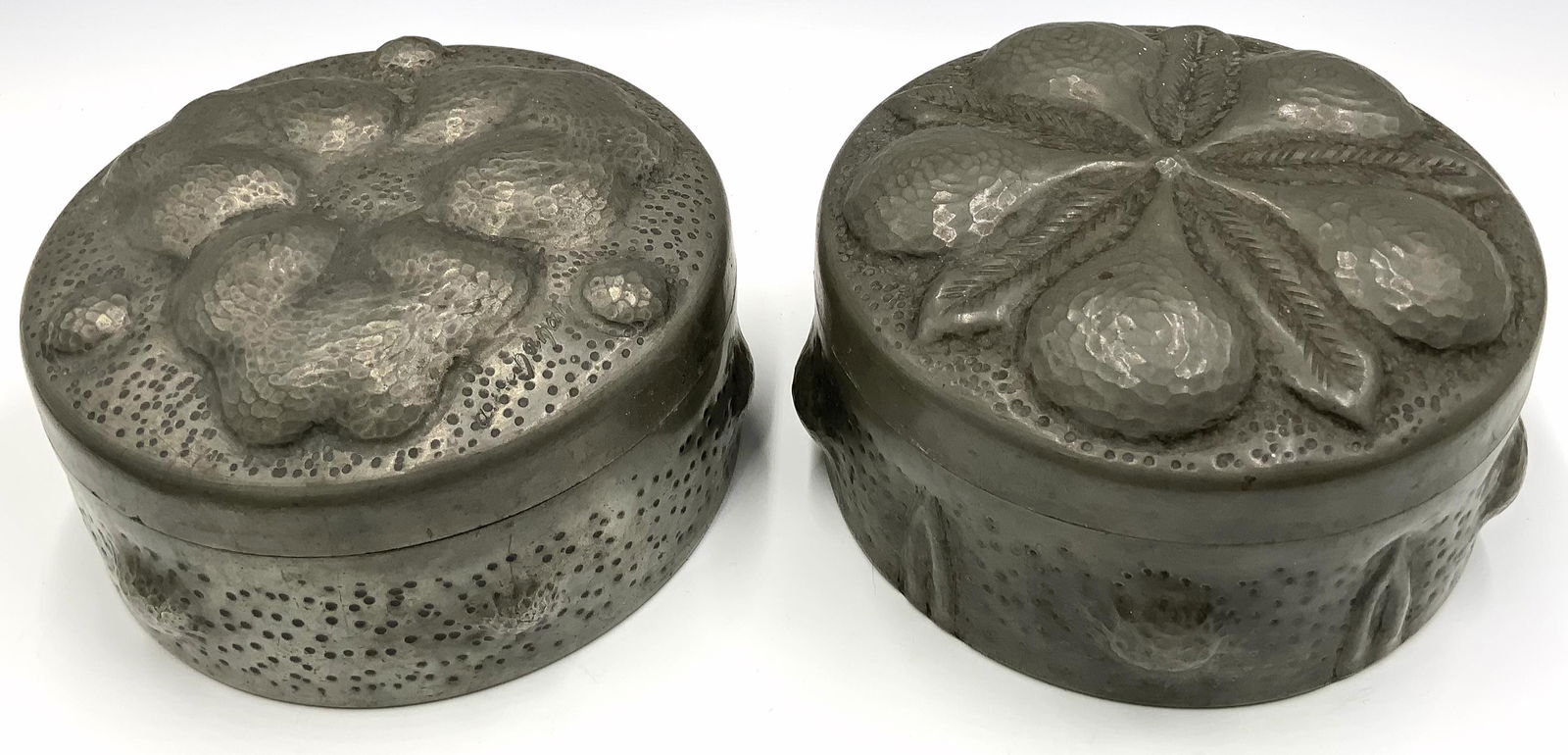 Lot of 2 Chanal Repousse Metal Trinket Boxes. (1 of 3)