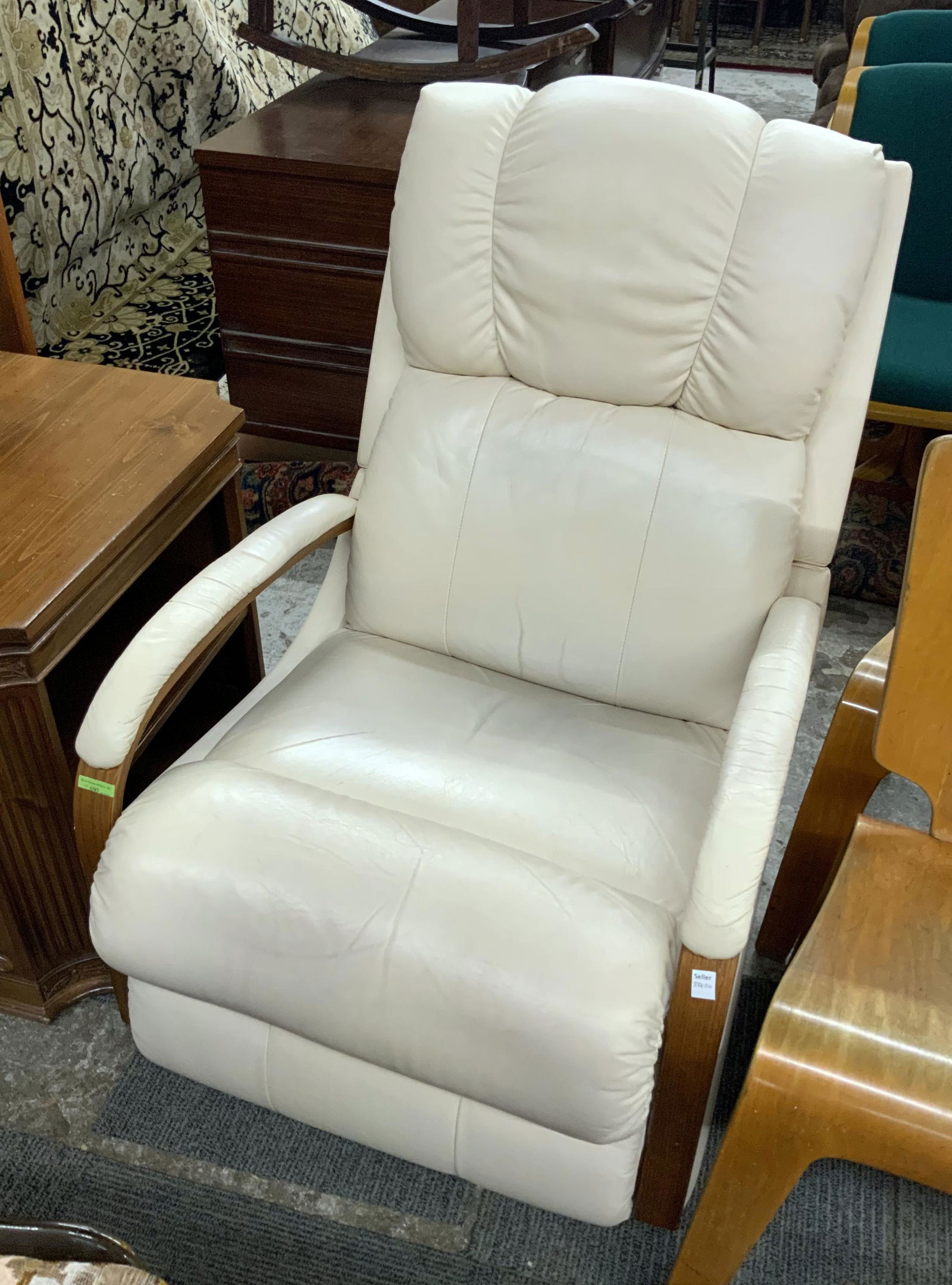 White Leather Platform Rocker. (1 of 1)