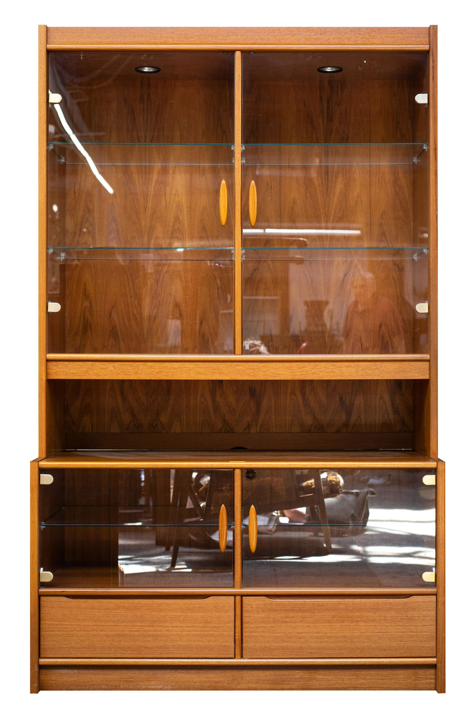 Teakwood Danish Modern China Cabinet. (1 of 2)