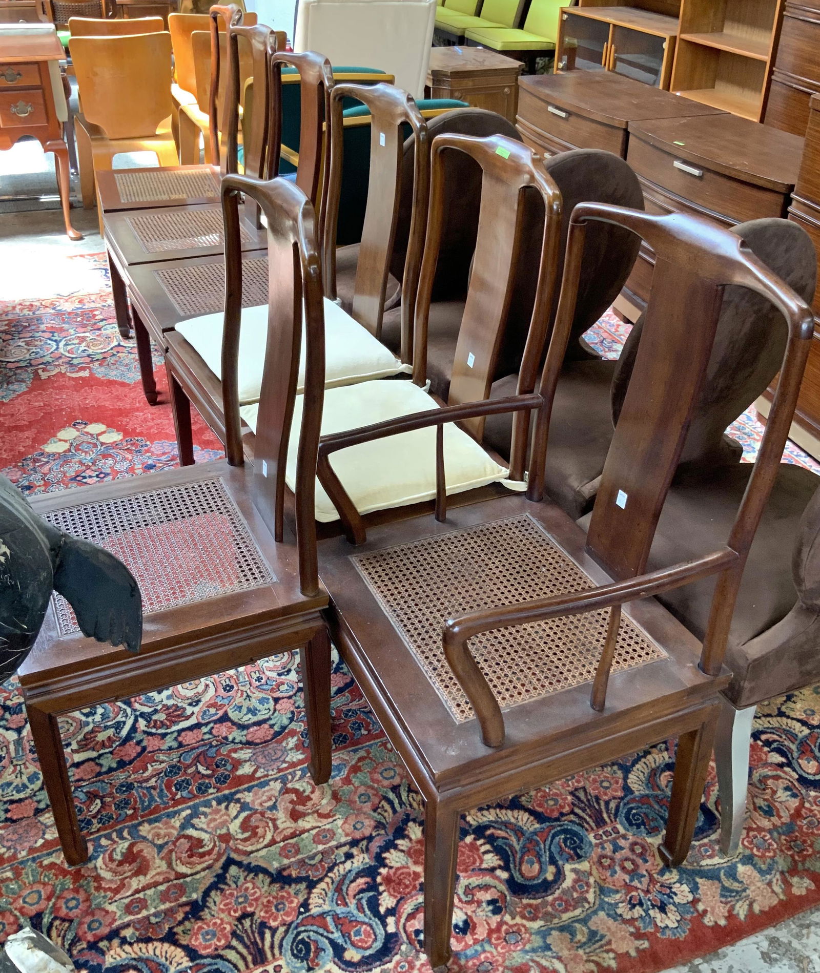 Set of 7 Oriental-Style Mahogany Dining Chairs. (1 of 1)