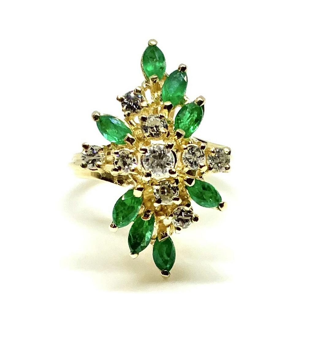 14K Ladies' Ring with Diamonds & Emeralds. (1 of 3)