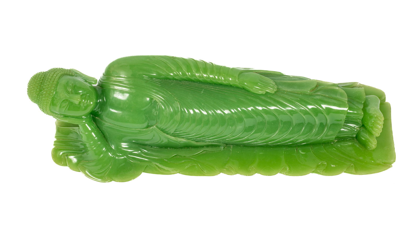 Jadeite-Color Composition Chinese Buddha Figure. (1 of 3)