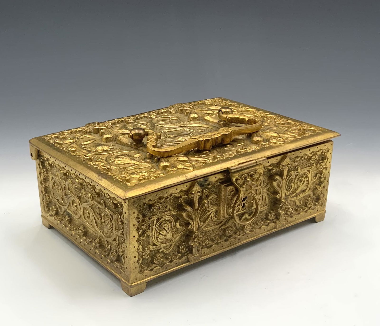 Antique Erhard & Sohne Gilt Jewelry or Casket Box. (1 of 4)