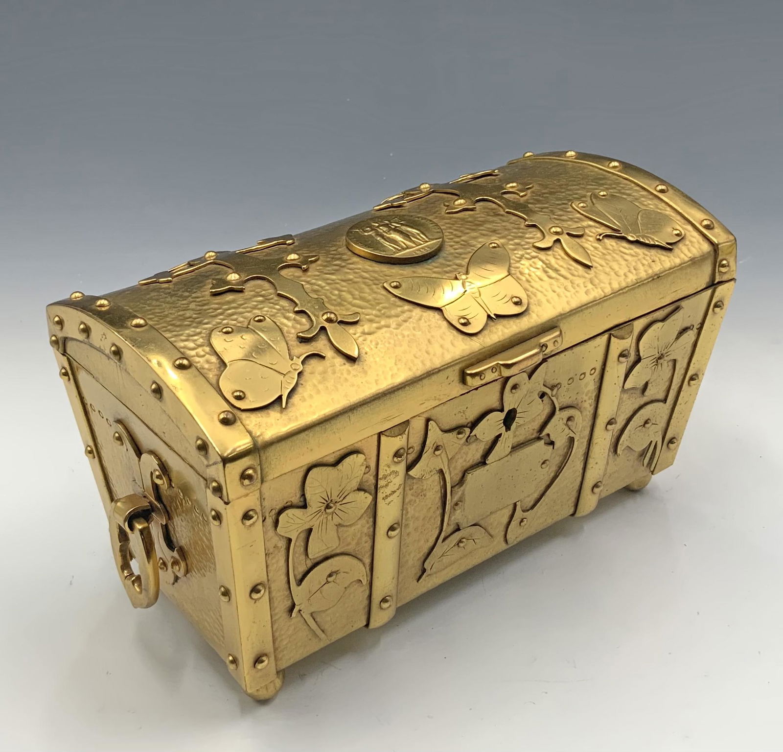 Antique Gilded Bronze Pirate Chest Jewelry Box. (1 of 4)