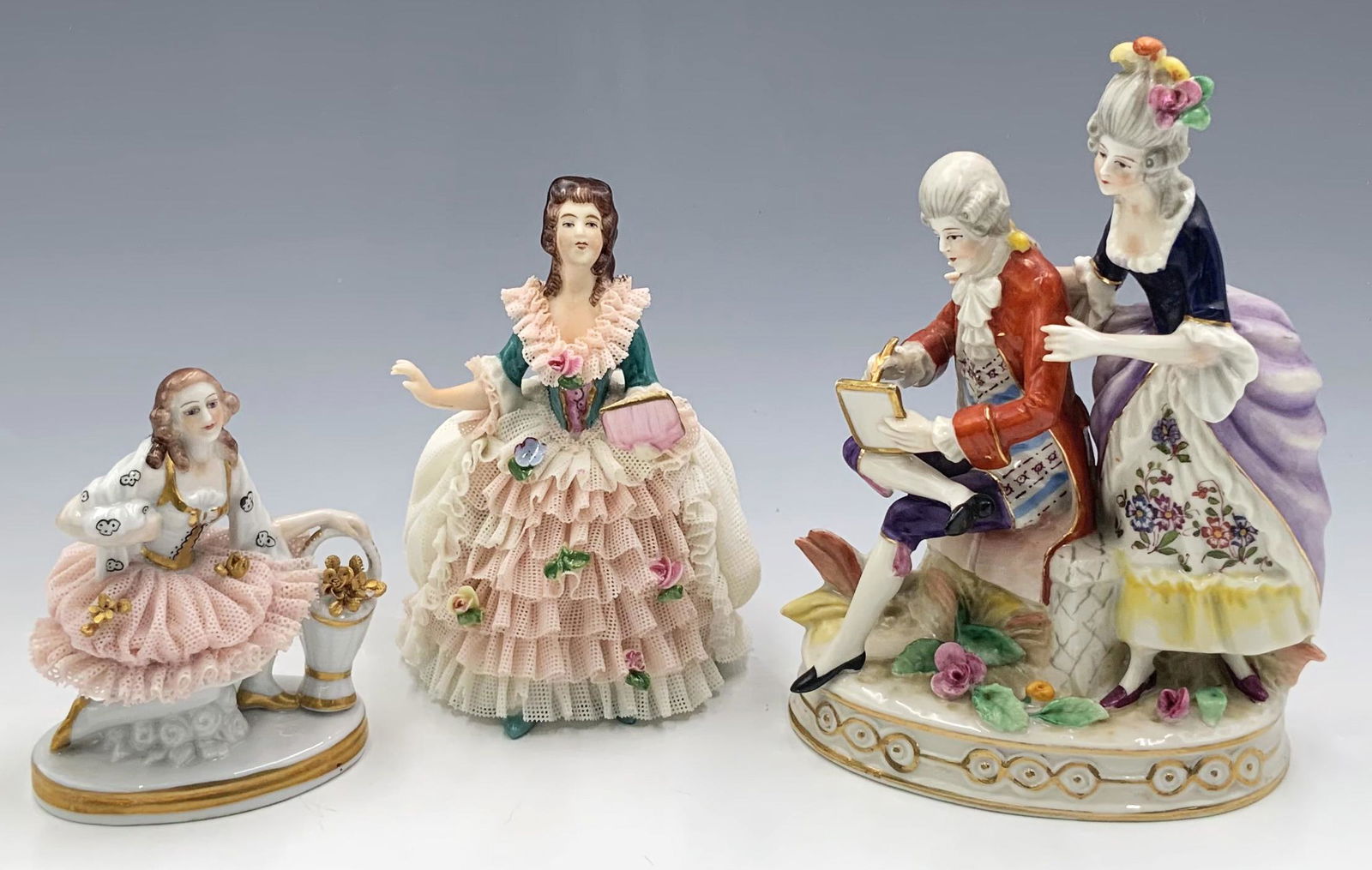 Lot of German Figurines- Volkstedt, Dresden, etc. (1 of 7)
