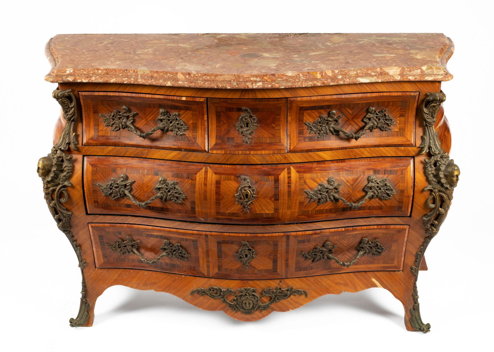 Louis XV Style Marble-Top Bombe Chest. (1 of 7)